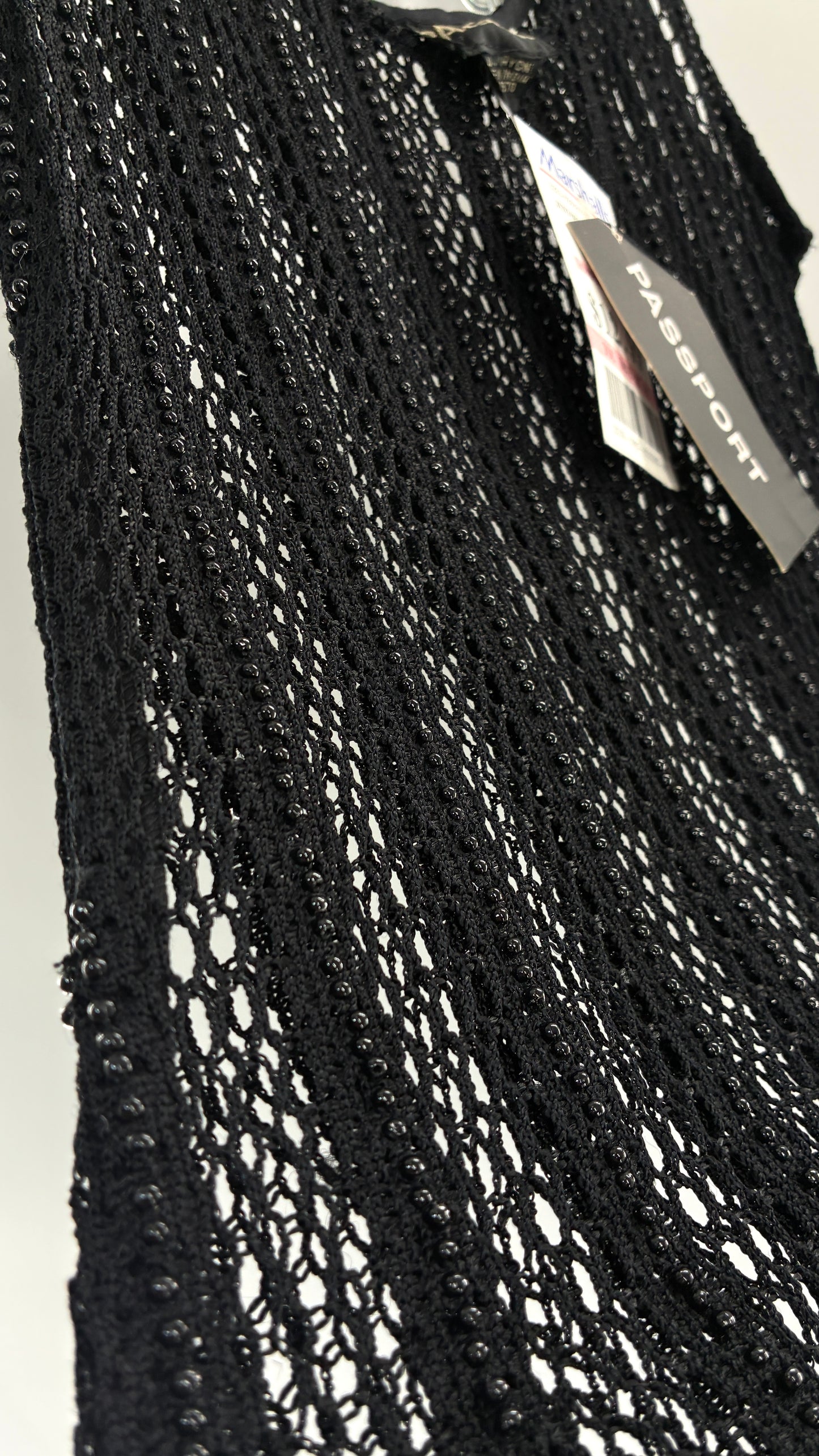 Deadstock Vintage PASSPORT Black Crochet Beaded Tank (Small)