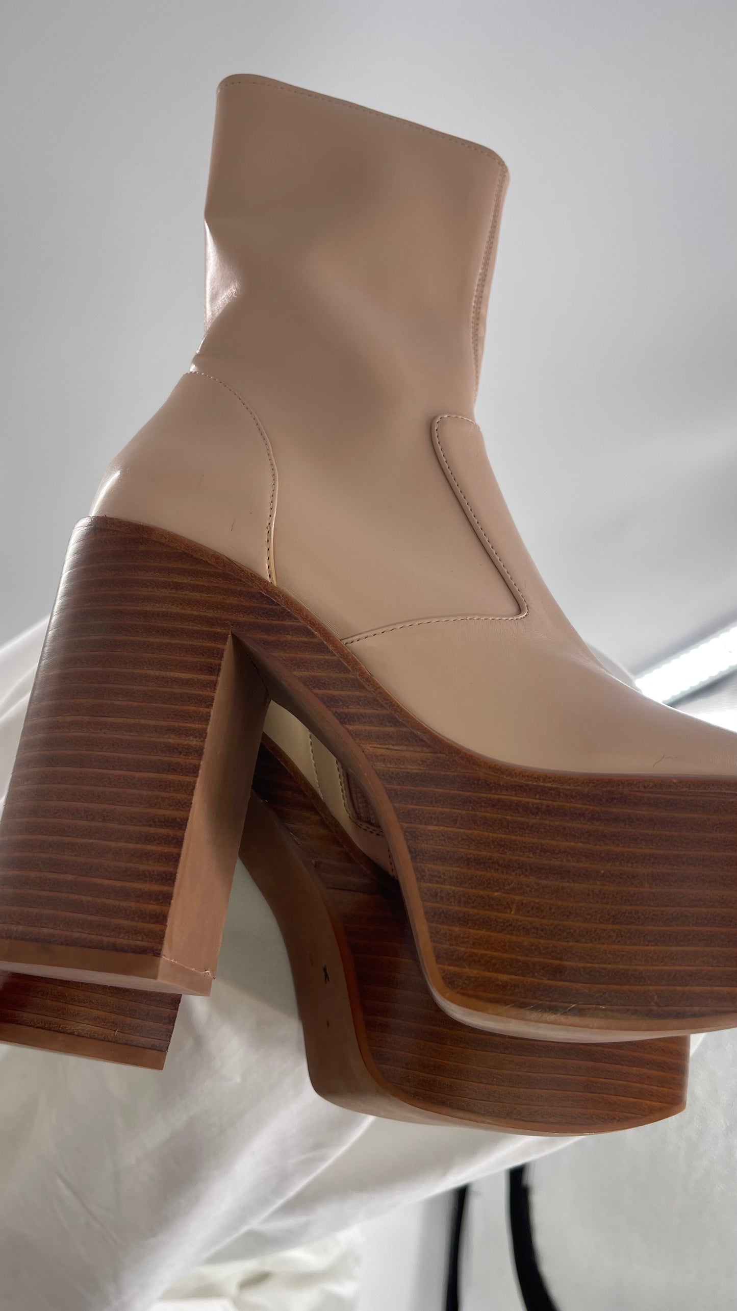 Jeffrey Campbell Mexique Beige Boot with Platform And Chunky Wooden Heel (6)