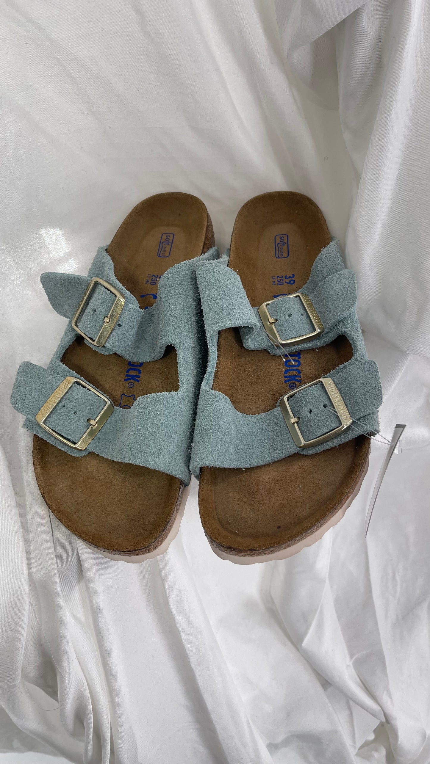 Birkenstock Powder Blue Suede Double Strap Sandal (39/8)