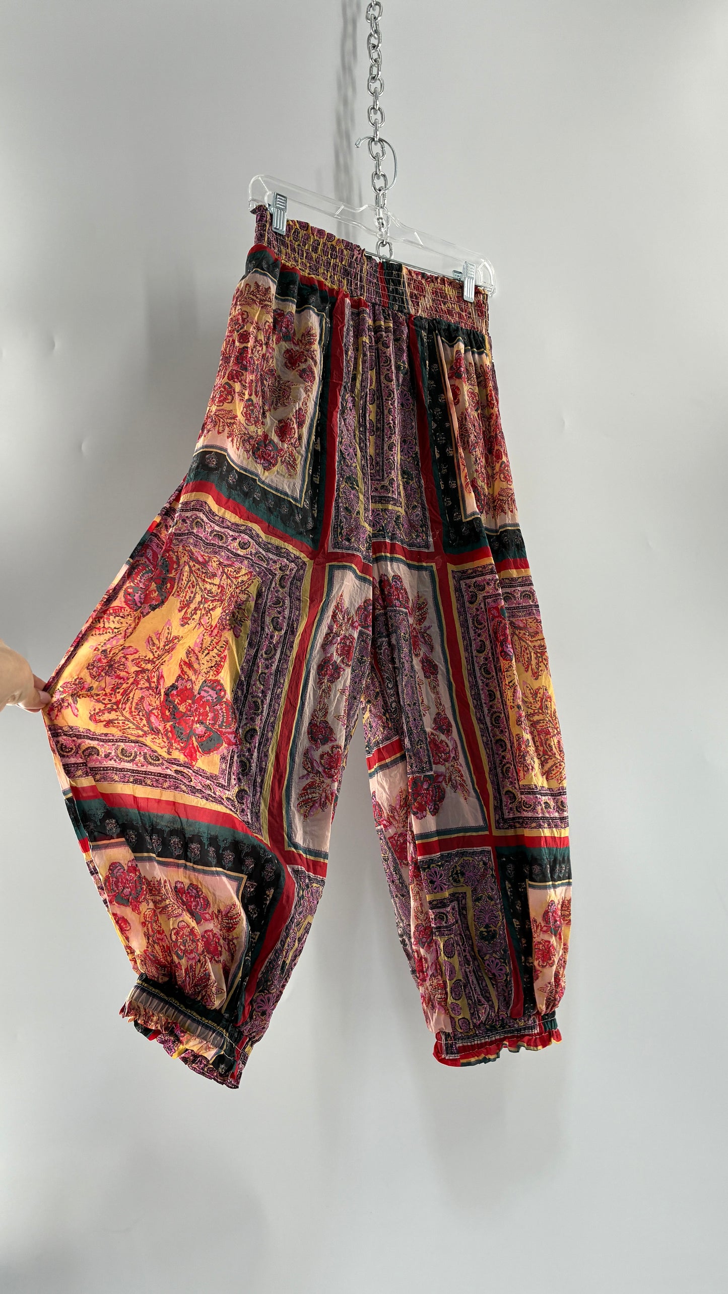 Free People Haram Pant Tapestry Graphic Double Lined Athleisure Joggers (Small)