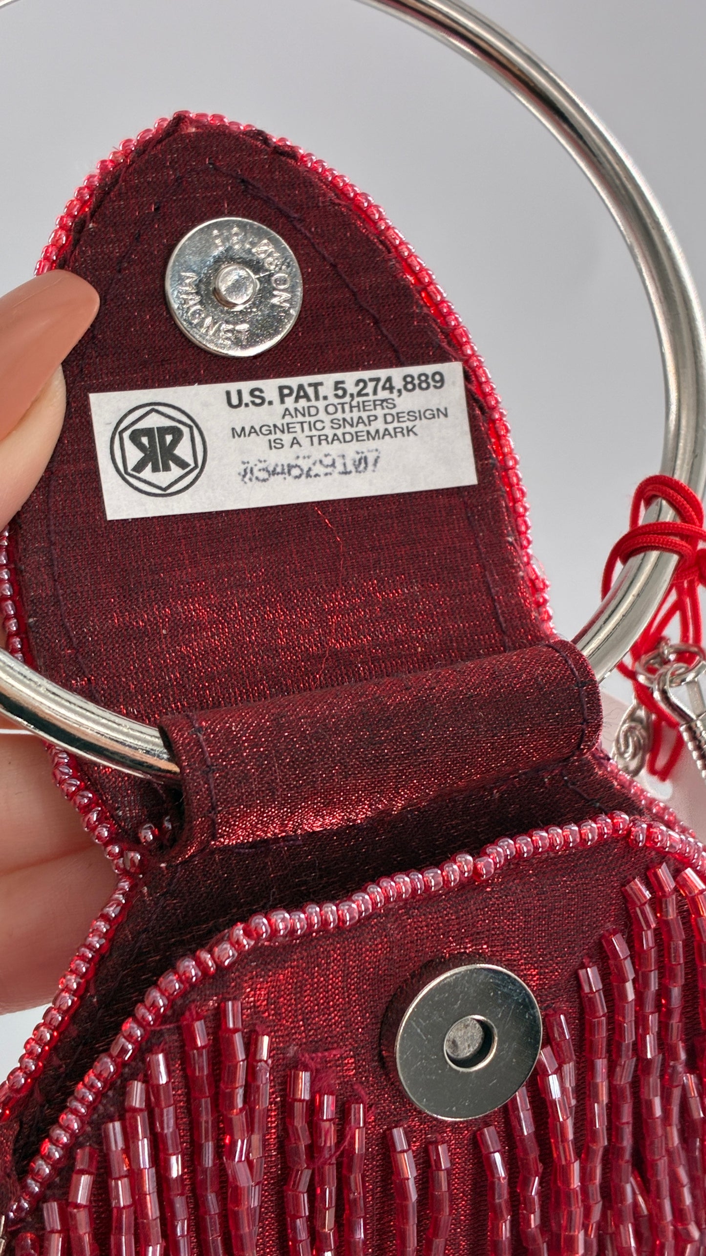 Deadstock Vintage COLLEEN LOPEZ Beaded Red Fringe Purse with Tags Attached
