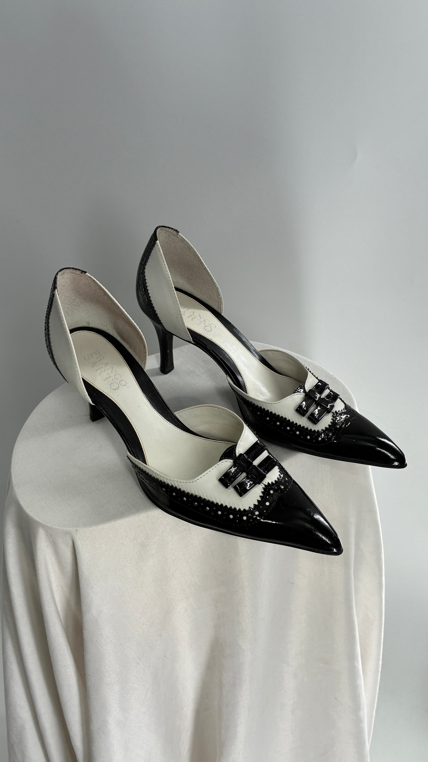 Vintage Franco Sarto Black and White Pointed Toe Tuxedo Heel (8)