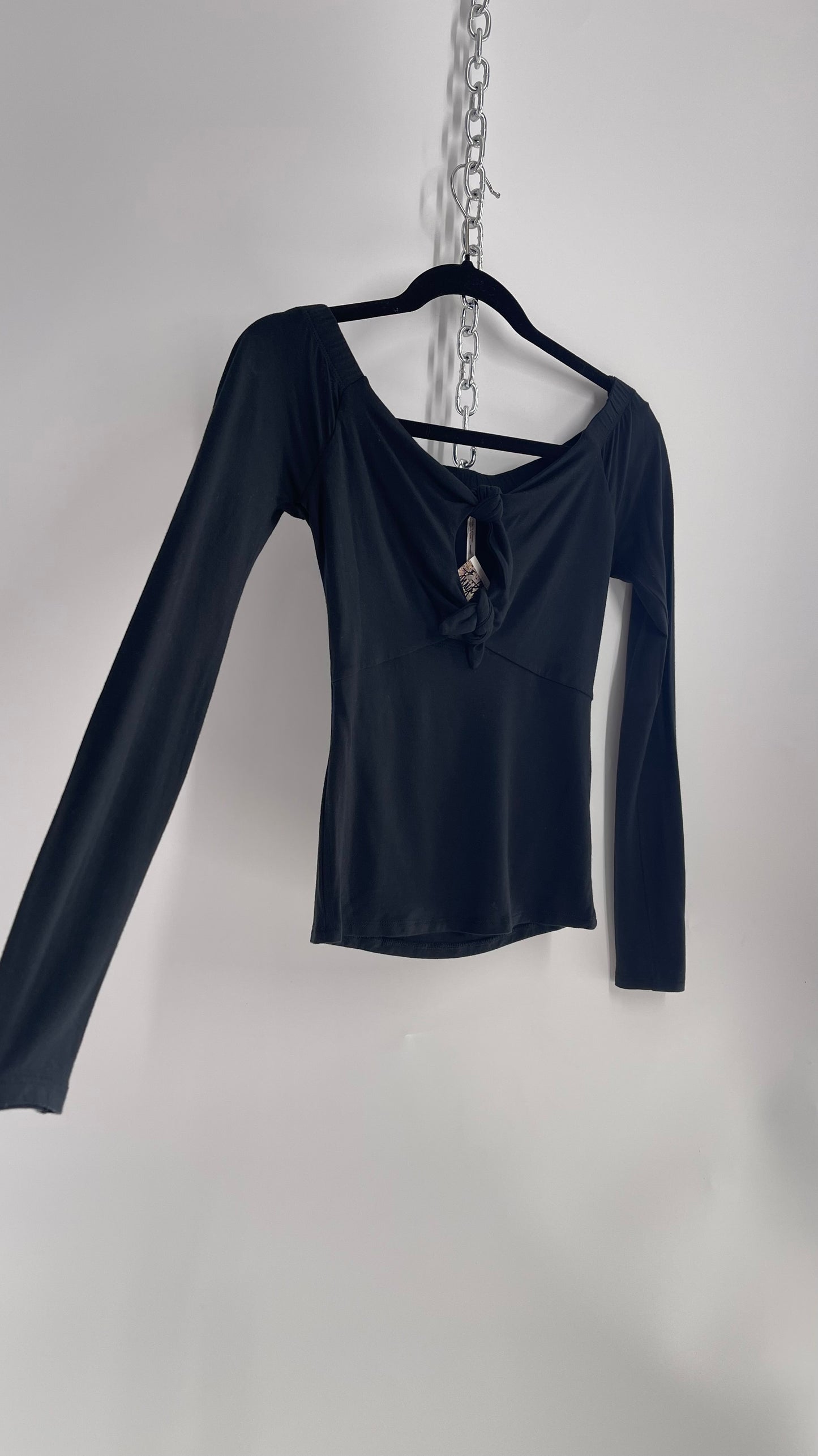 Free People Black Tie Bust Long Sleeve (XS)