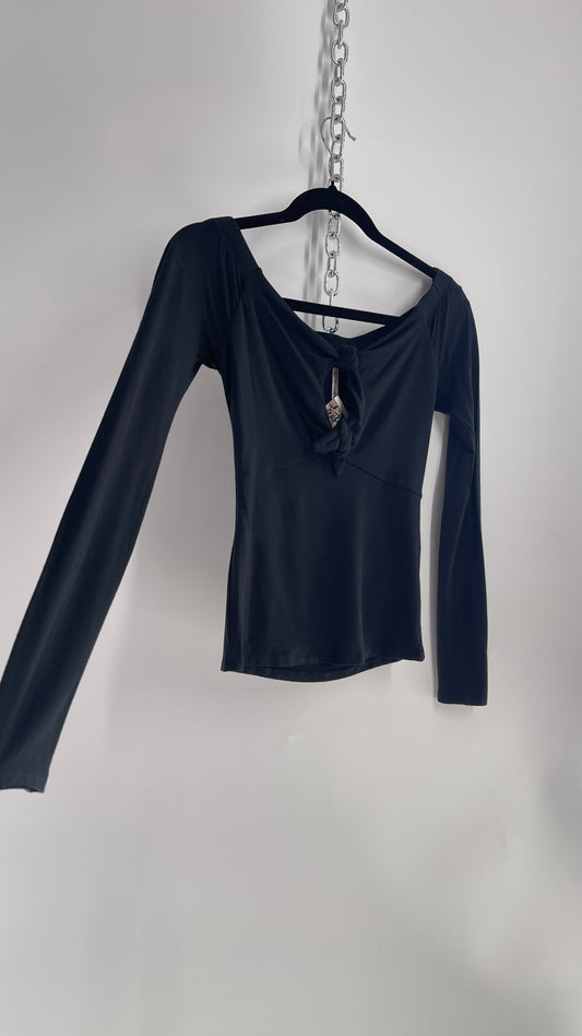 Free People Black Tie Bust Long Sleeve (XS)