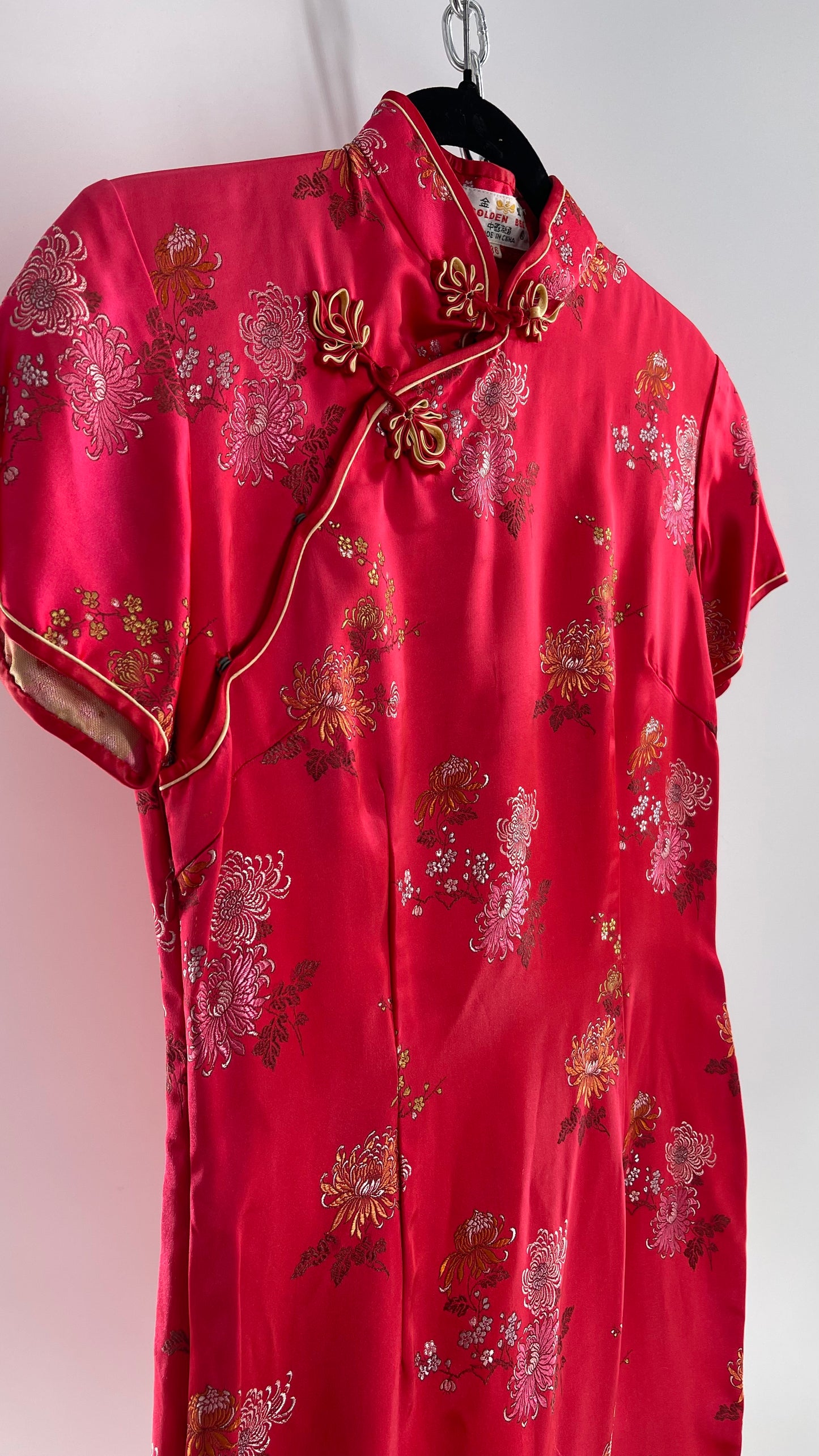 Vintage Golden Bee Silk Chinese QiPao  (C) (36)