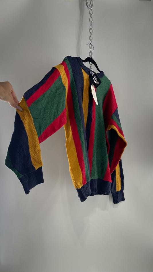 Urban Outfitters Renewal 80s Primary Colors Striped Sweater (Large)