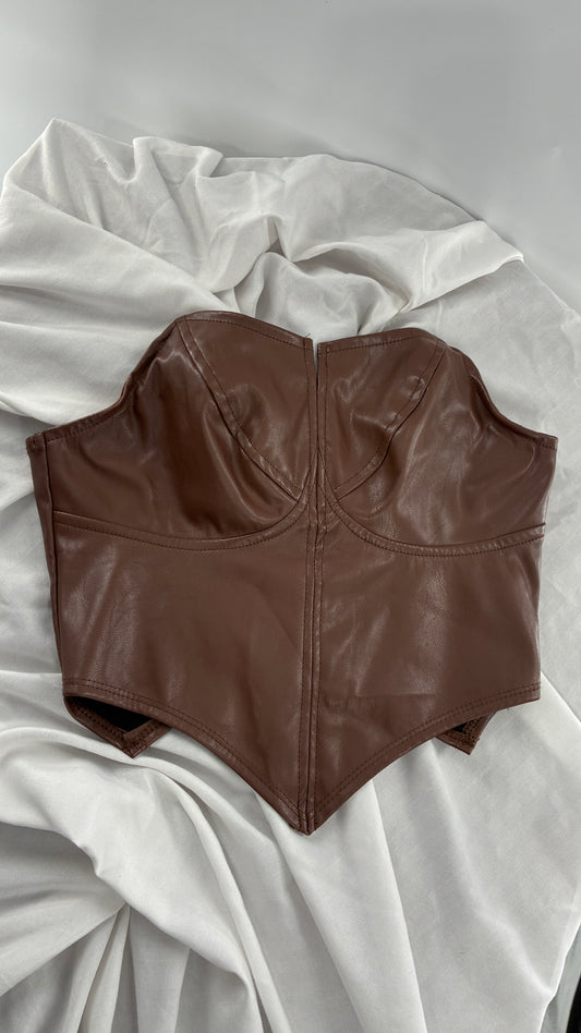 Vegan Leather Brown Pointed Corset (XS/2)