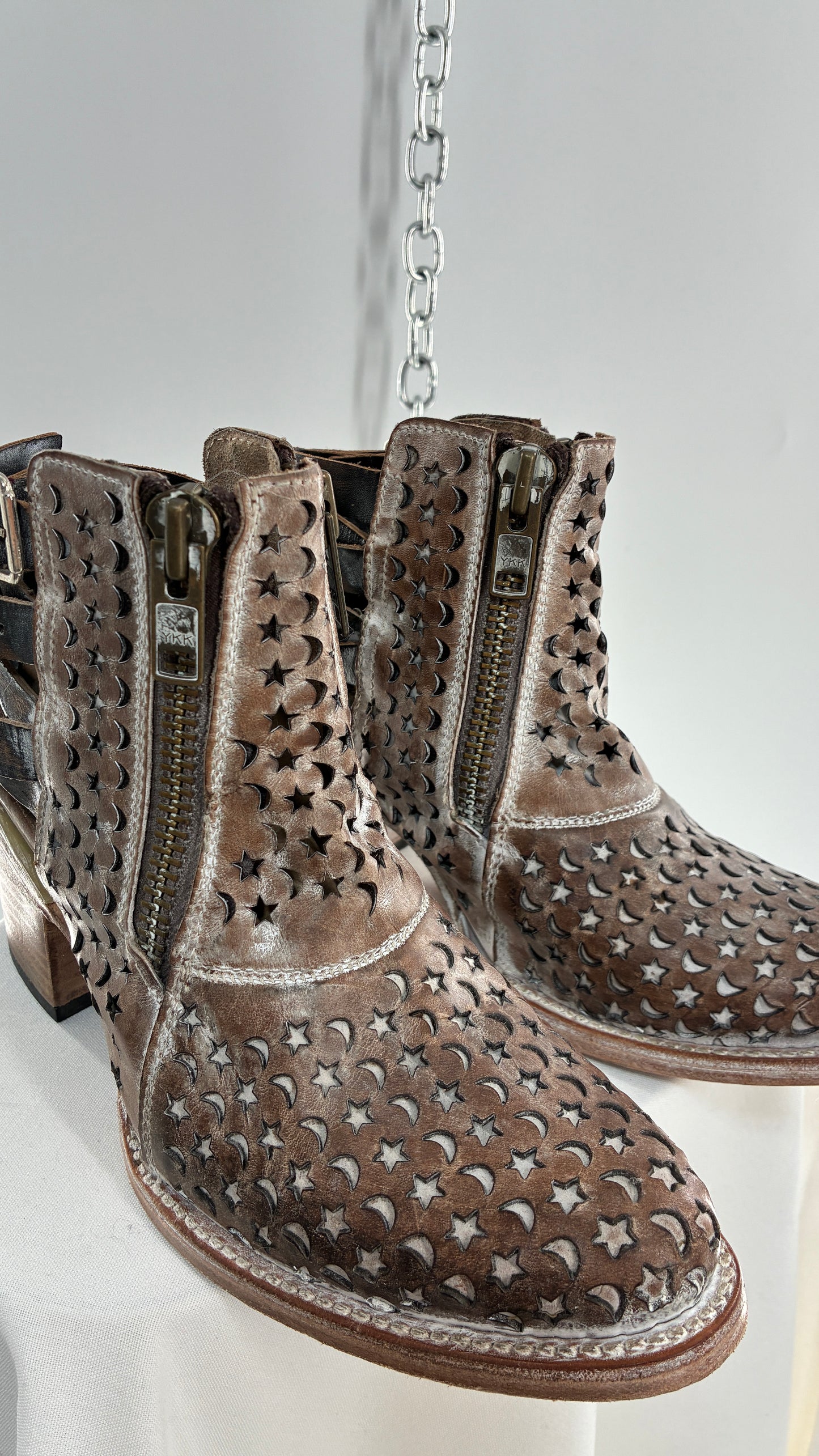 RARE FREEBIRD DAHLIA Star and Moon Booties with Exaggerated Buckle Detailing (8)