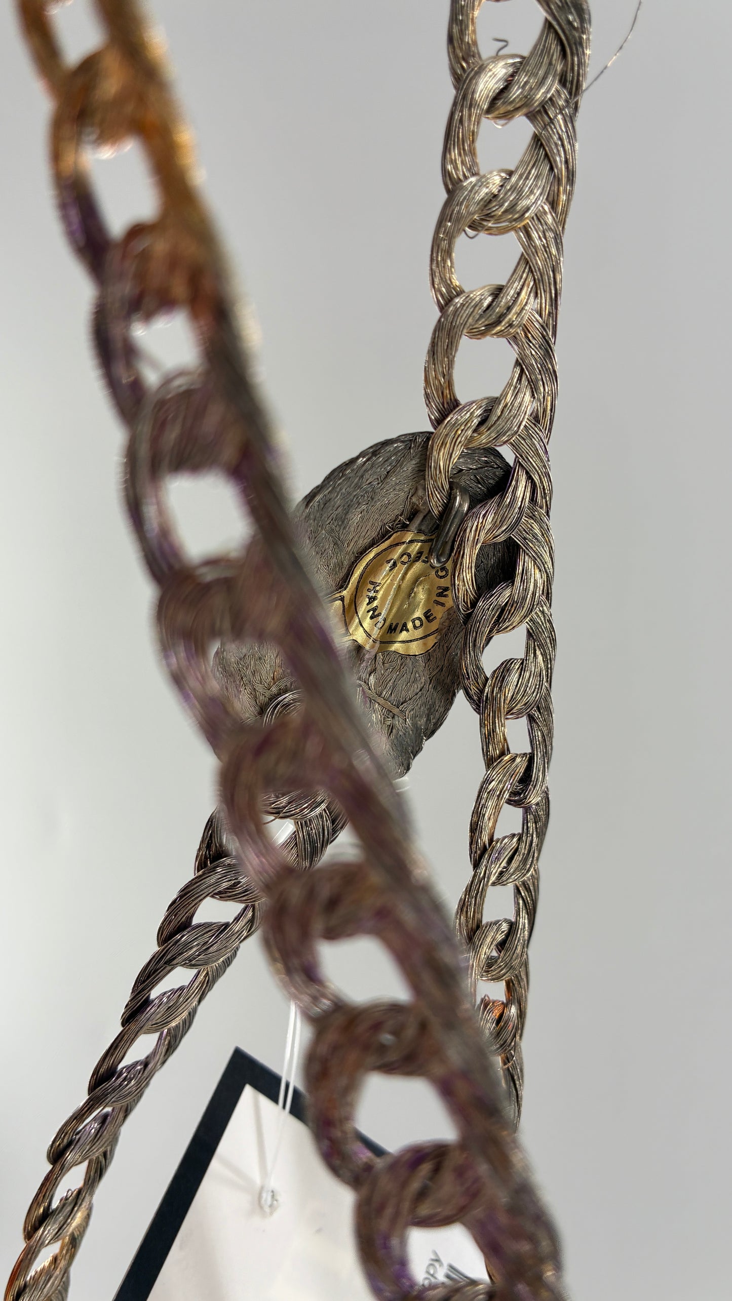 RARE Vintage 1970s Thin Braided Wire, Mixed Metal, Coiled Belt Handmade in Greece