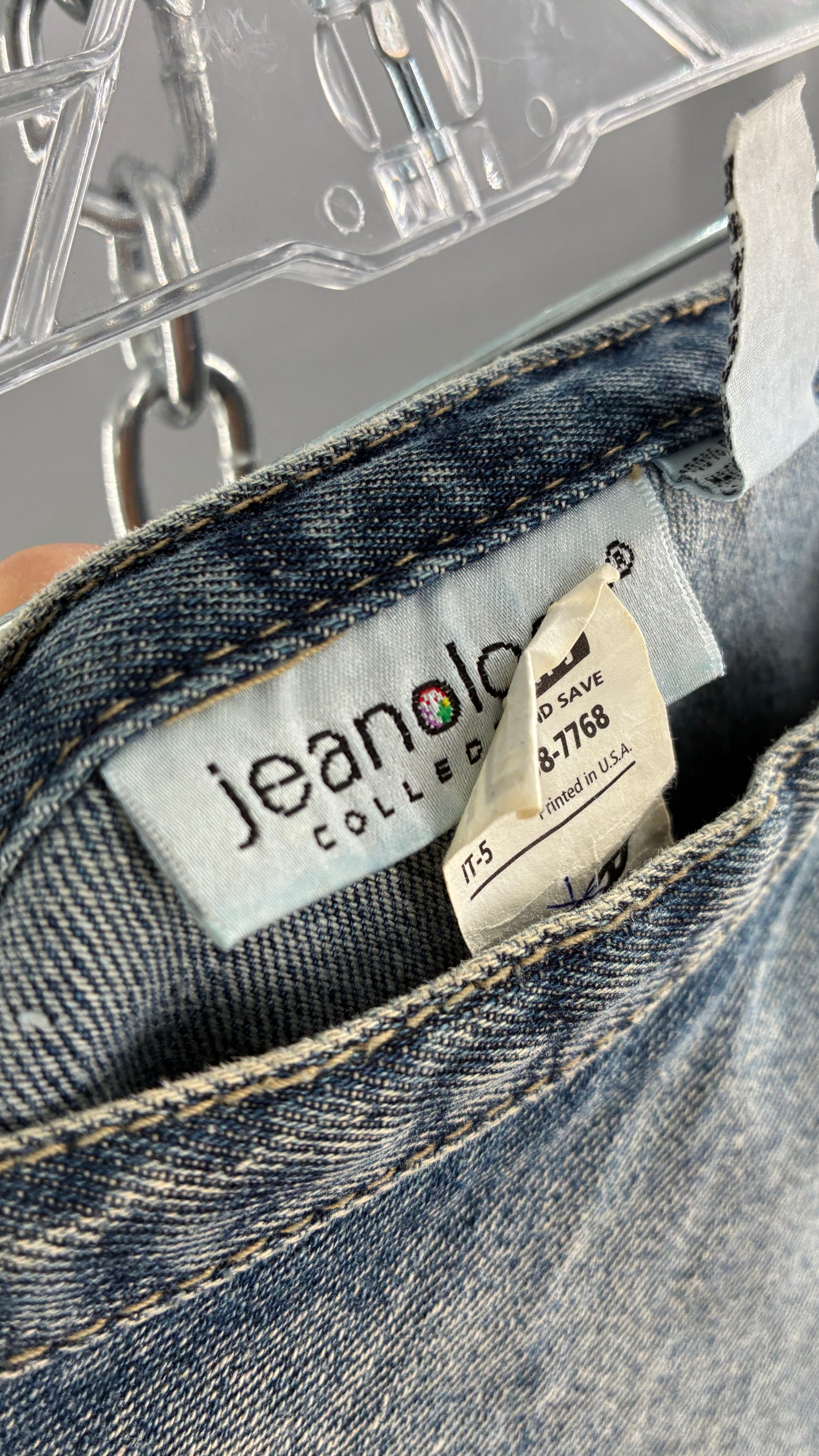 Vintage JEANOLOGY Tiered Denim Skirt with Fading and Stone Wash (16W)