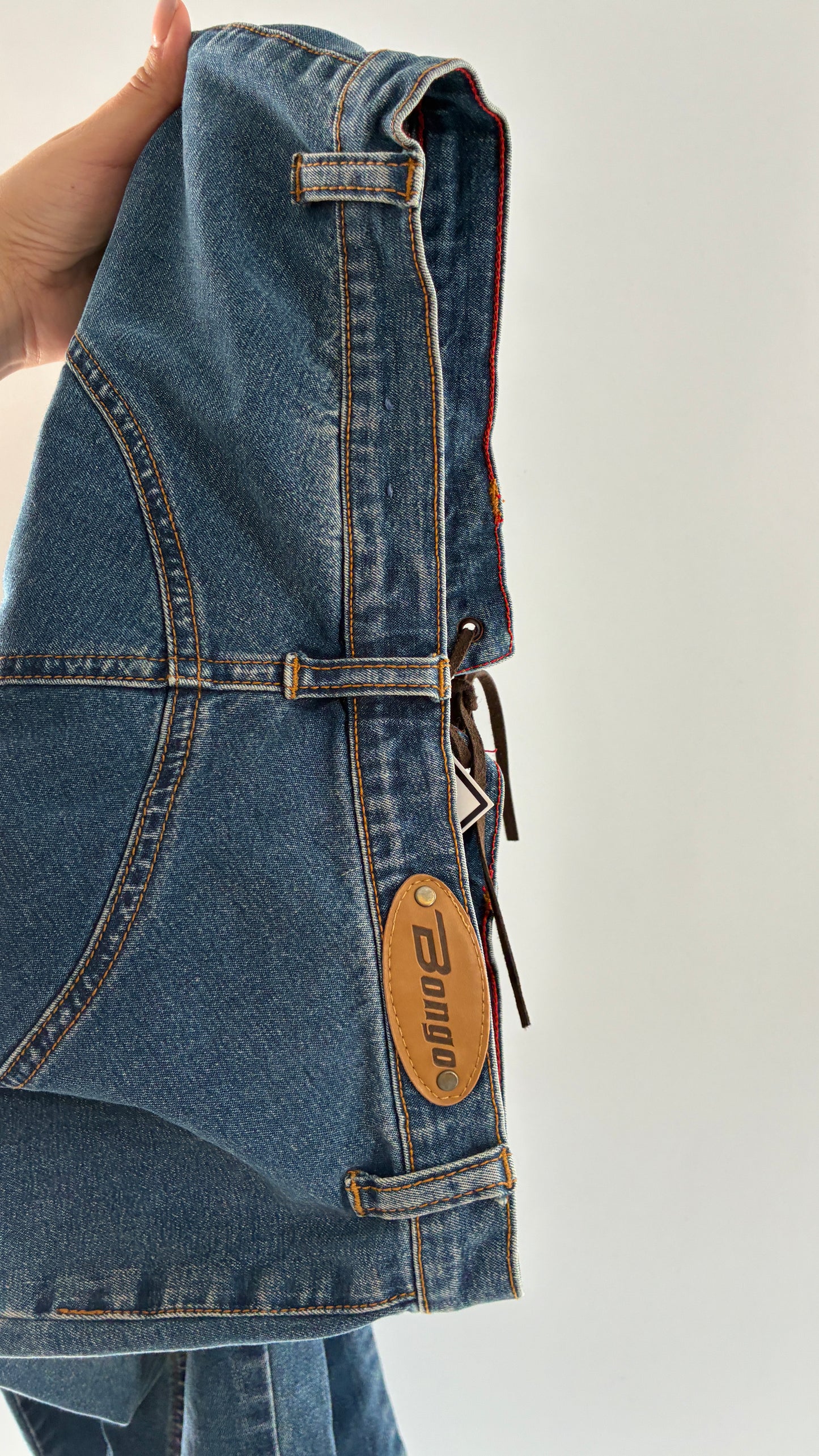 Vintage BONGO Low Rise Jeans with Lace Up Closure and Arched Bum Stitching (7)
