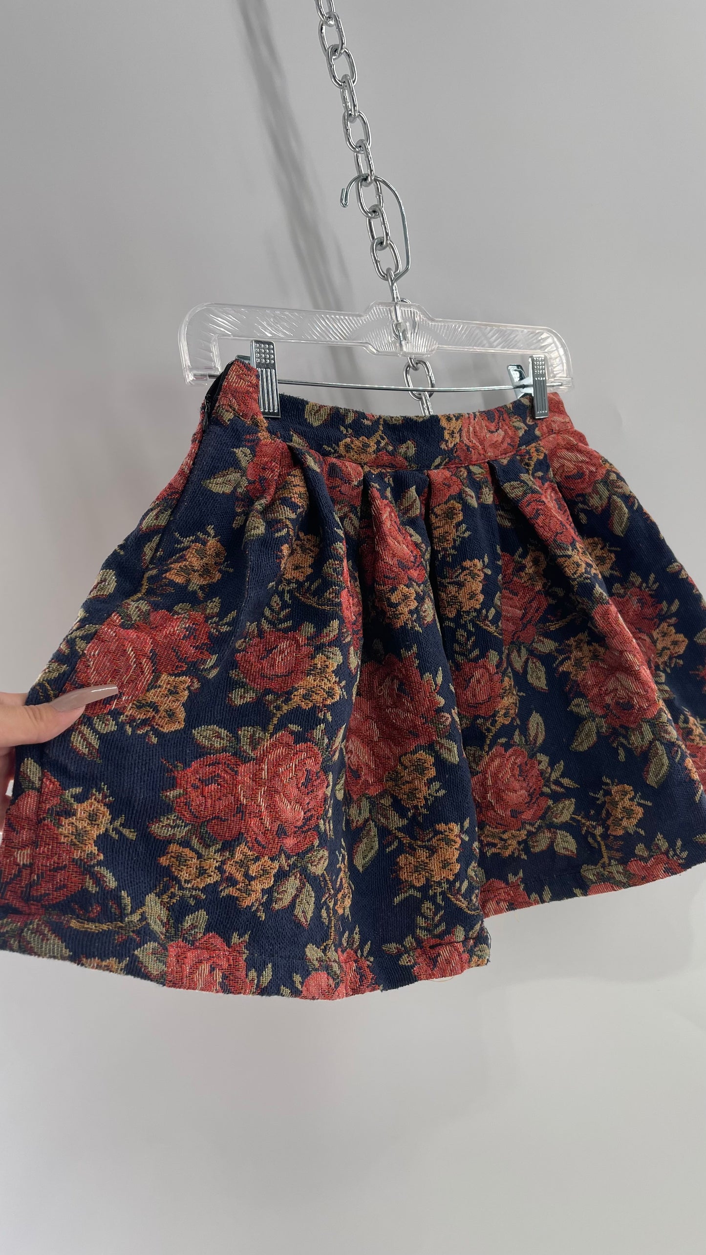 DAIA Micro Mini Floral Tapestry Skirt (Small)