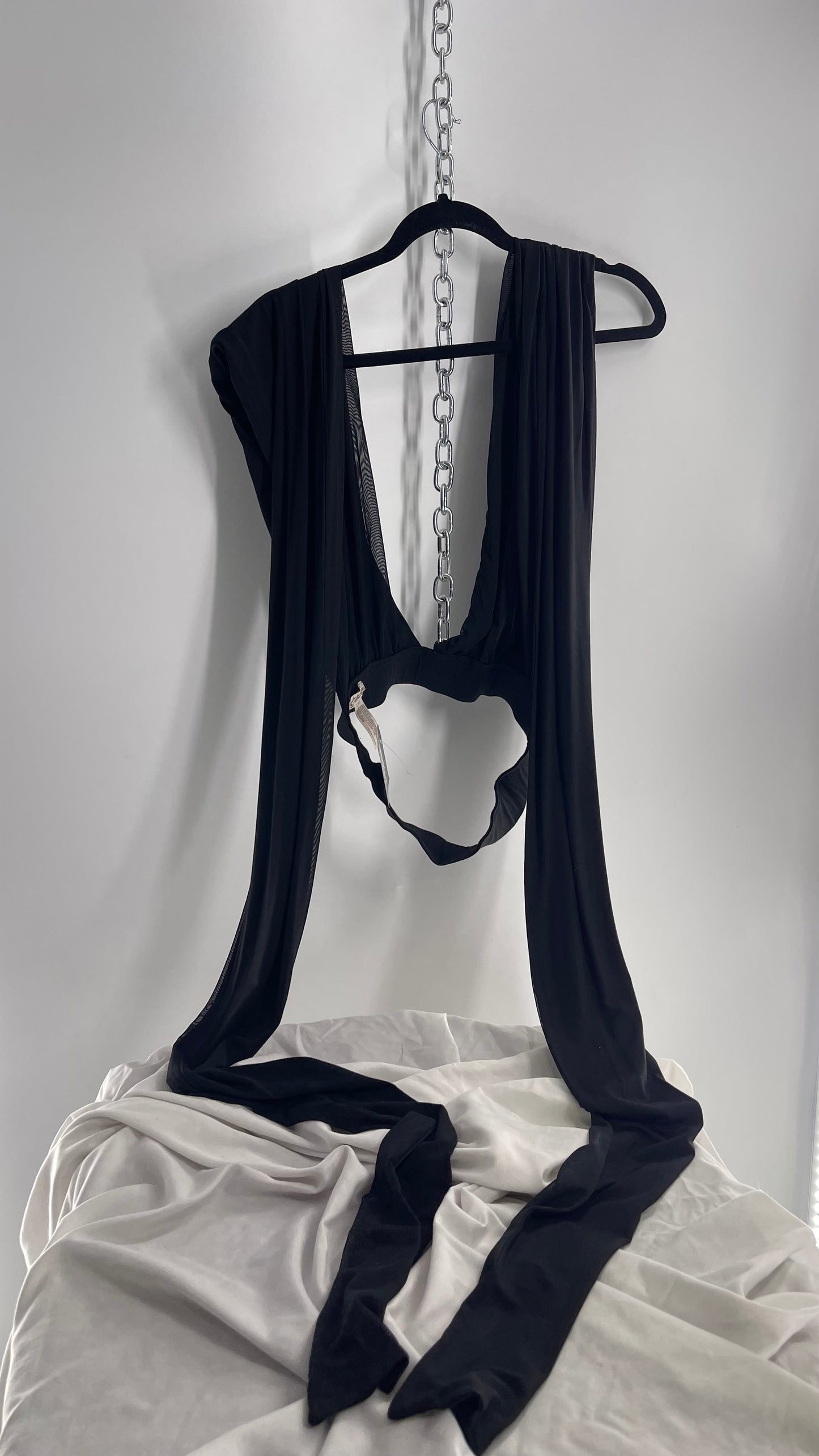 Intimately Free People Black Backless Double Lined Multi Way Tie Back Top (Small)