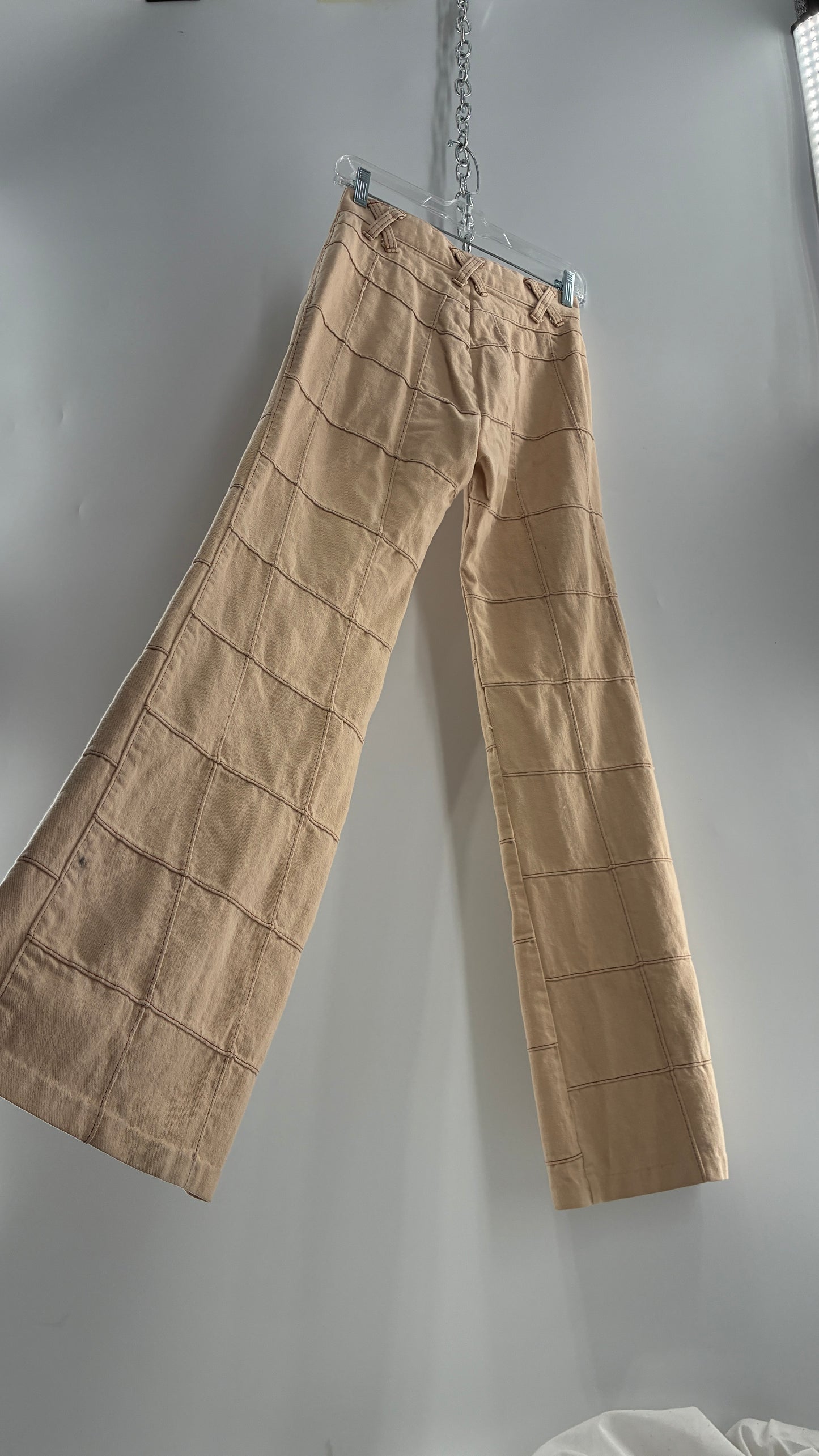 Vintage Tan Patchwork Flare with “X” Belt Loops (XS/S)