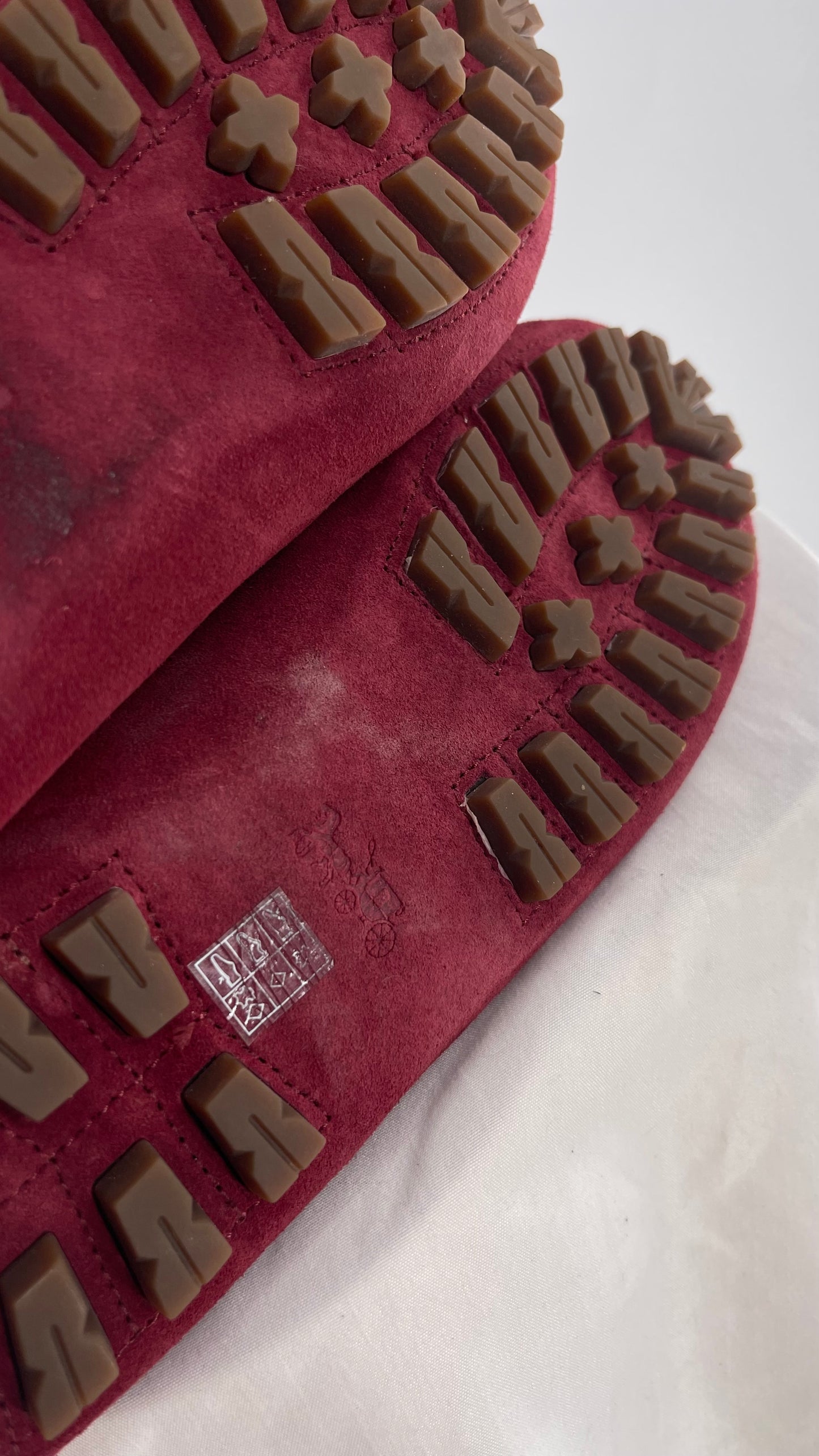 Vintage COACH Raspberry Red Suede Leather Loafer (8)