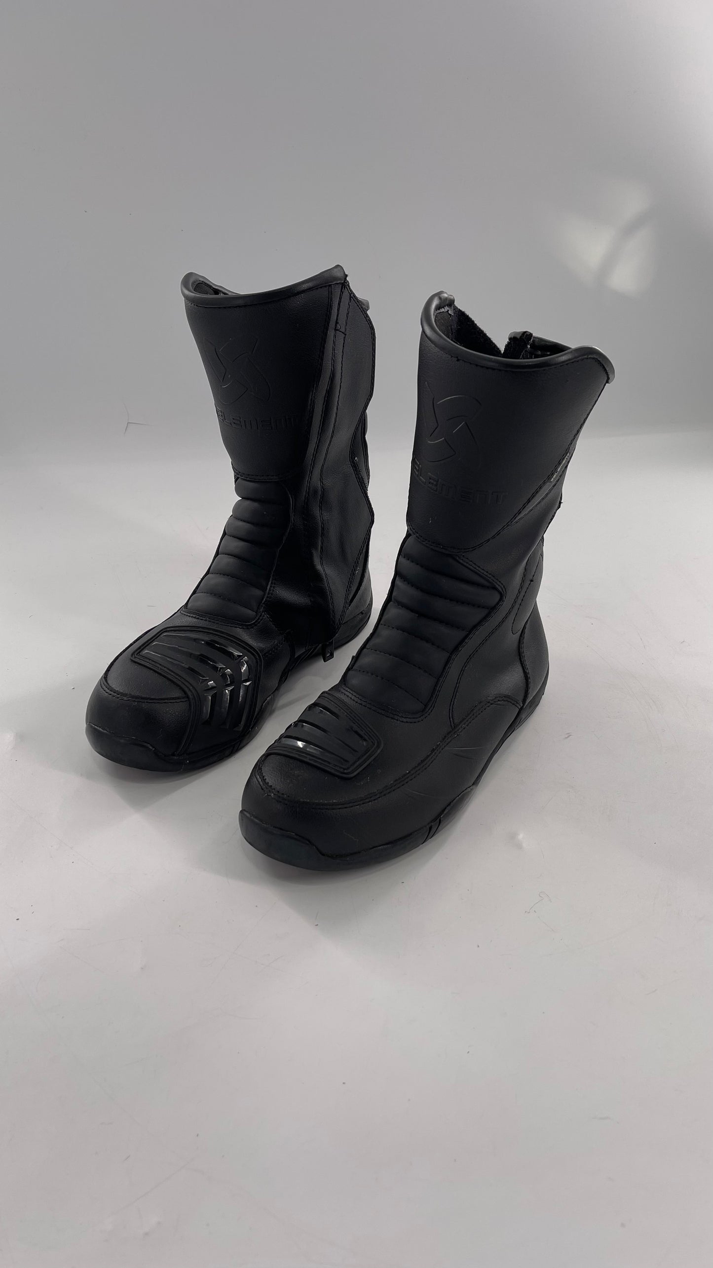 XELEMENT Black Leather Motorcycle Motocross Riding Boots (9.5)