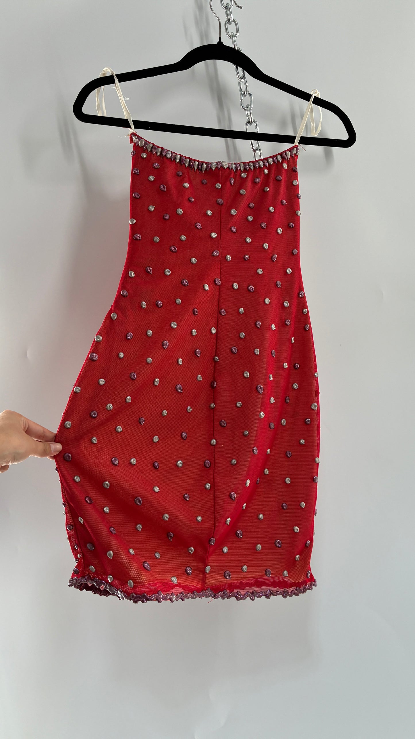 Vintage HOLT Hand Painted in MIAMI Mesh Mini Dress with Wired Corset Bust (XS)