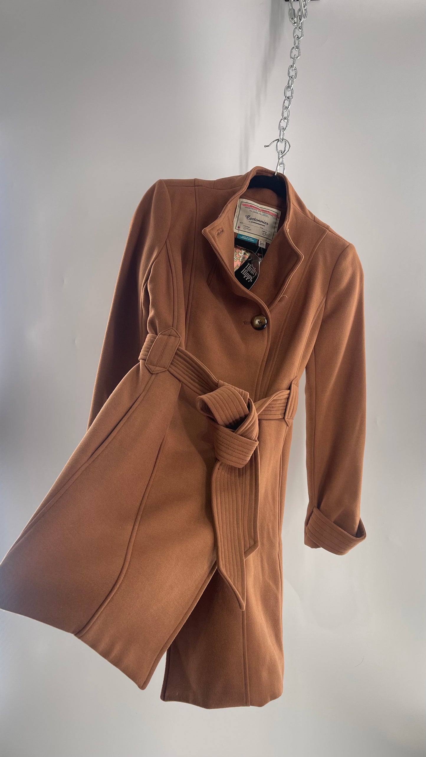 Anthropologie Cartonnier Rust/Brown Trench Coat with Satin Paisley Lining (6P)