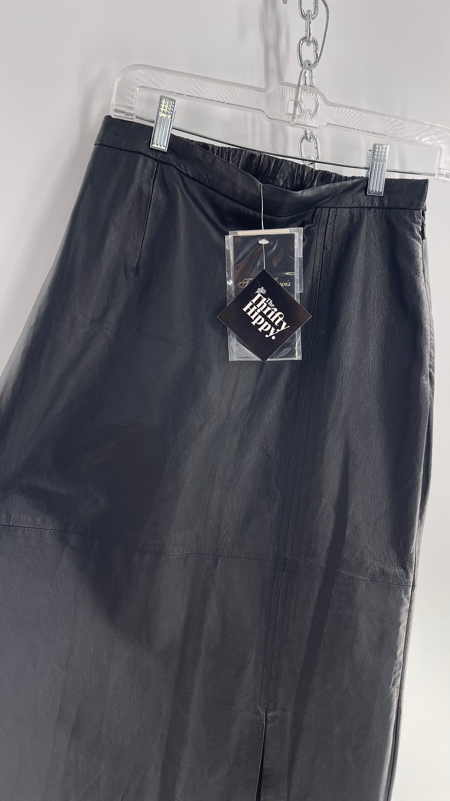 Deadstock Vintage Terry Lewis Black Leather Maxi Skirt with Tags Attached (10)