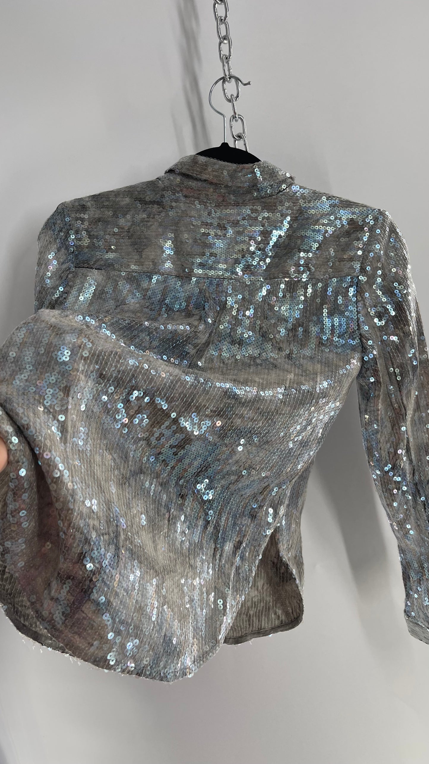 PILCRO Anthropologie Iridescent Sequin Grey Blue and Tags Attached (XXS)