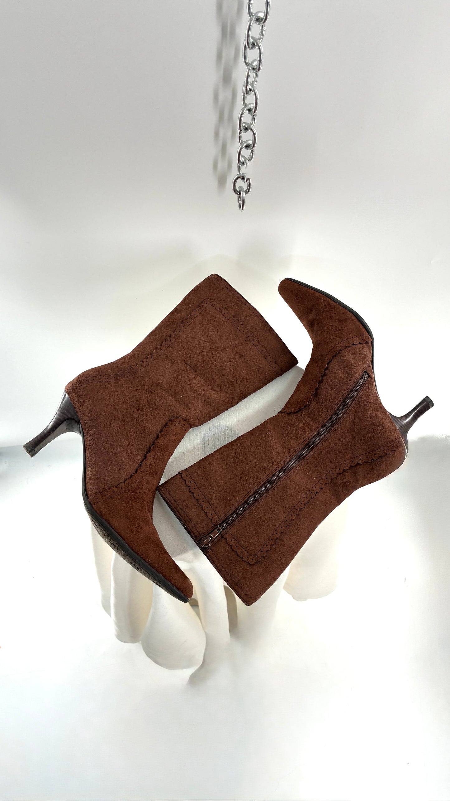 Vintage GEORGE Vegan Suede Scalloped Edge Boot (8)