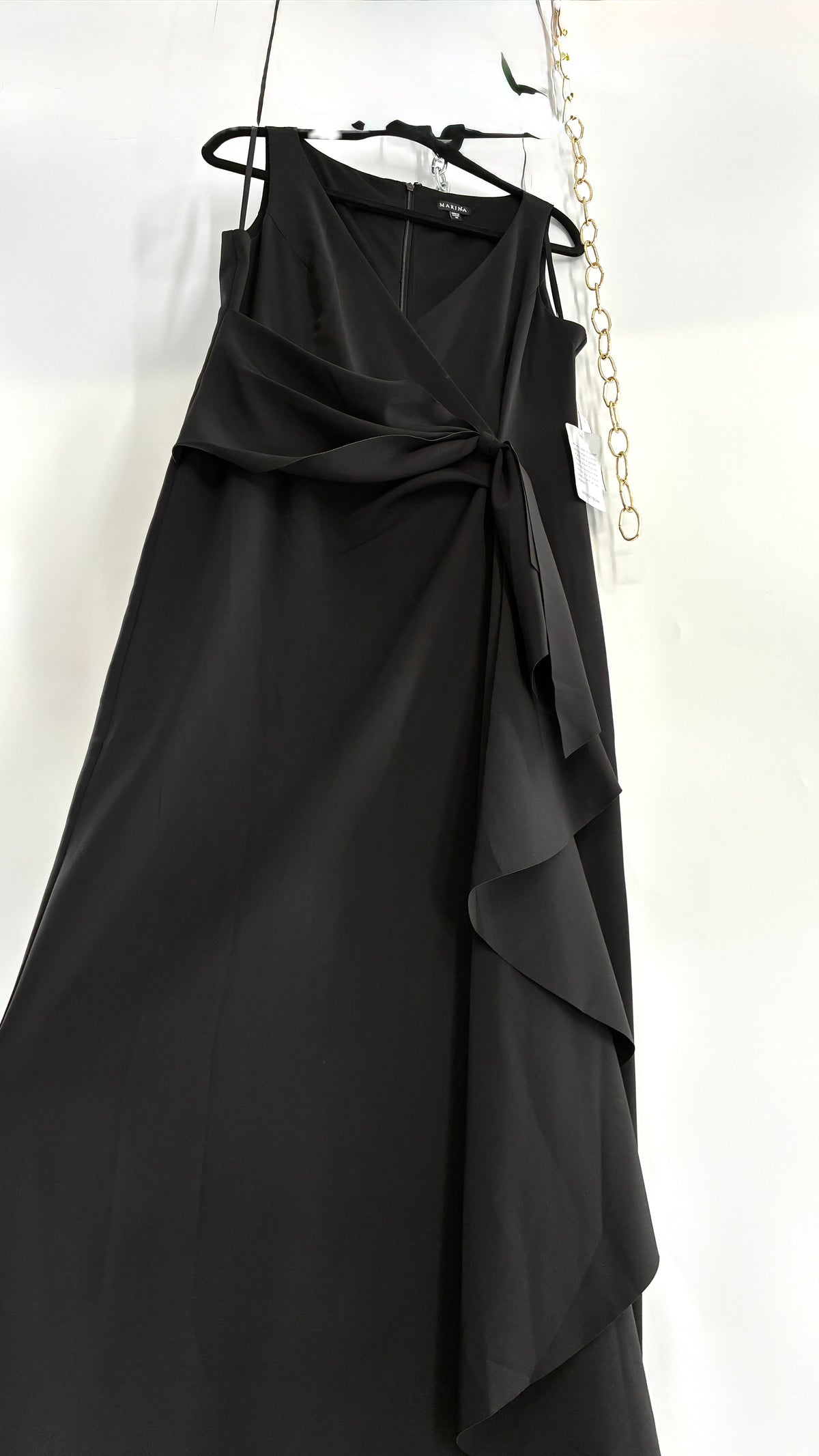 Deadstock Vintage MARINA Black Gown with Draping and Tags Attached (10)
