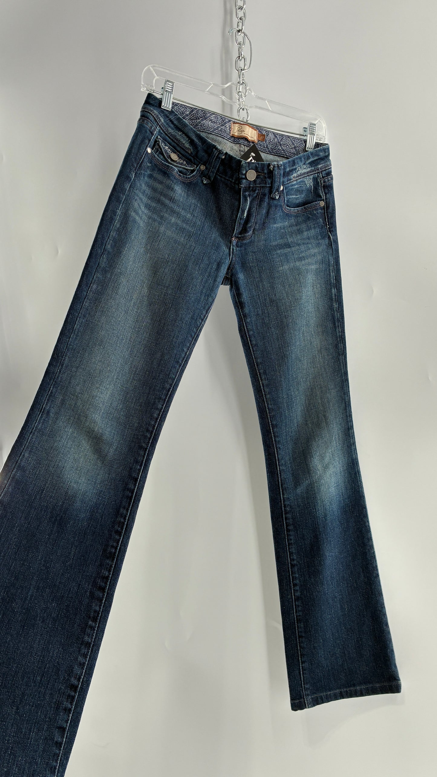 Vintage PAIGE Kick Flare Jeans with Embroidered Pockets (27)