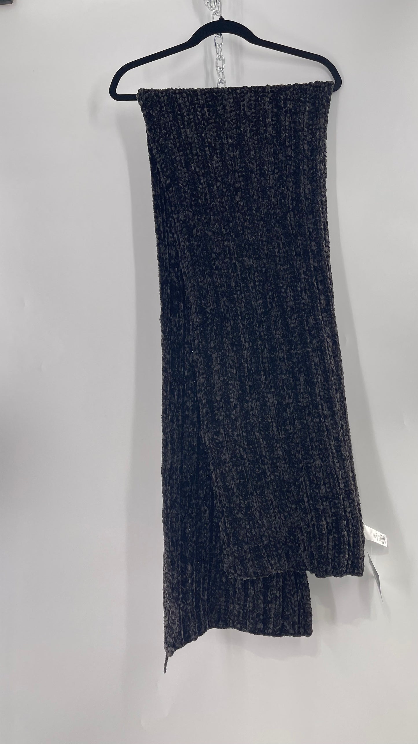 Anthropologie Maurices Black Chenille Velour Knit Scarf