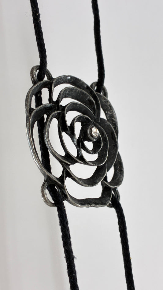 Vintage Heavy Metal Rosette Belt with Rhinestones and Thread Through Detail (XL/XXL)
