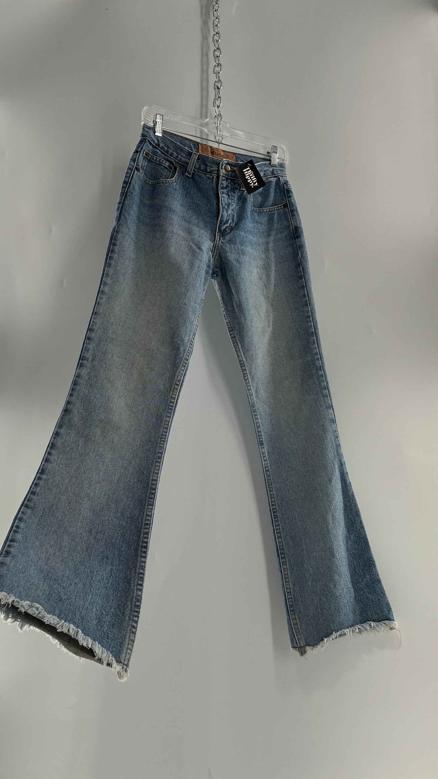 Vintage MUDD Light Wash Kick Flare Jeans with Oversized Jacron (7)
