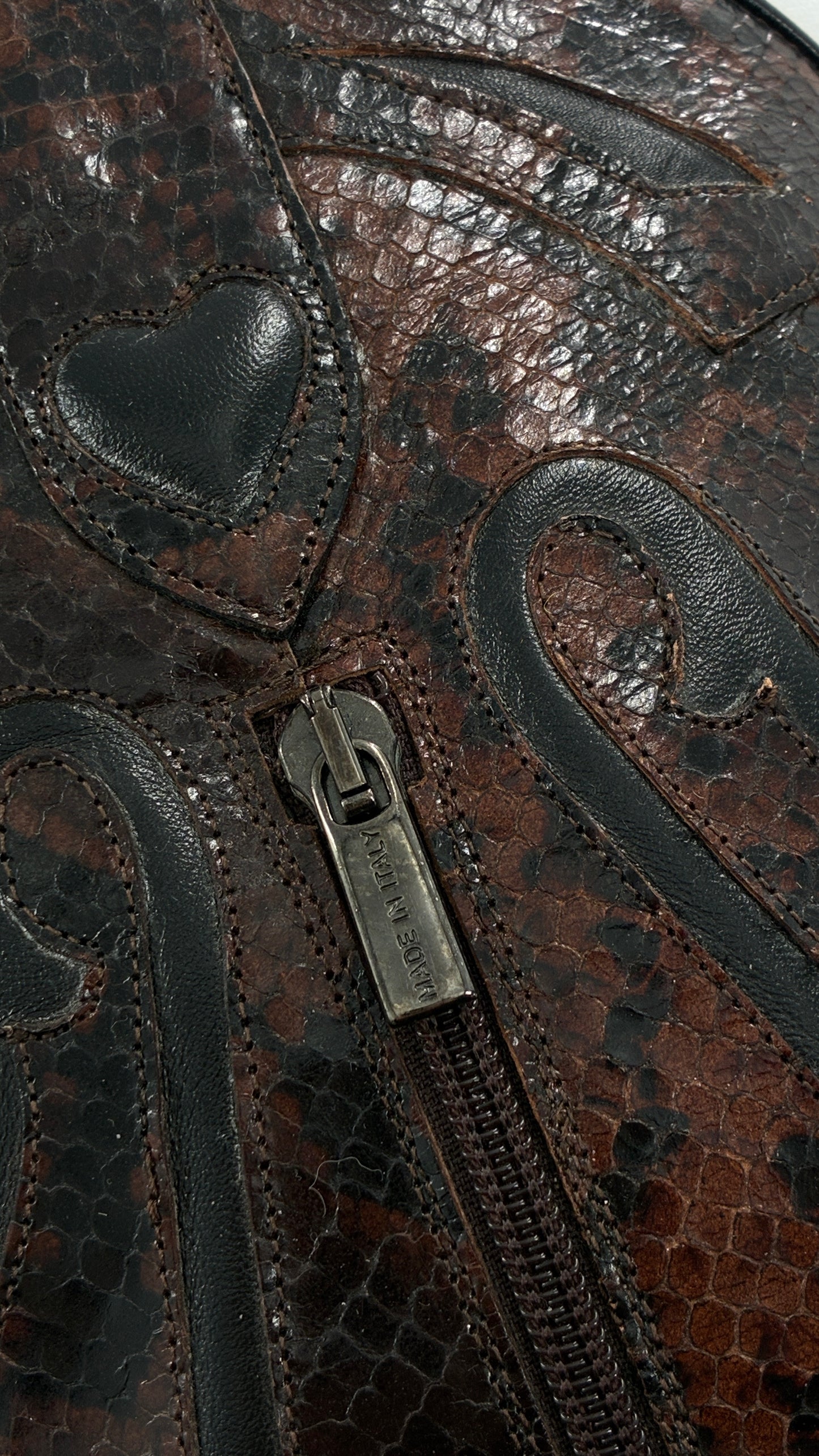 Vintage LABLANC Snakeskin Cowboy Boots with Hearts Made in Italy (36)