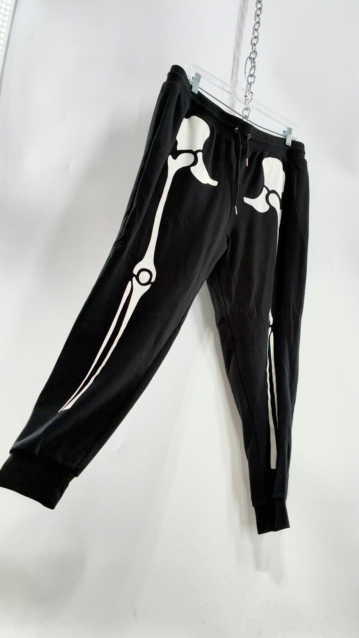 Vintage Thick Knit Skeleton Halloween Loungewear Joggers (Large)