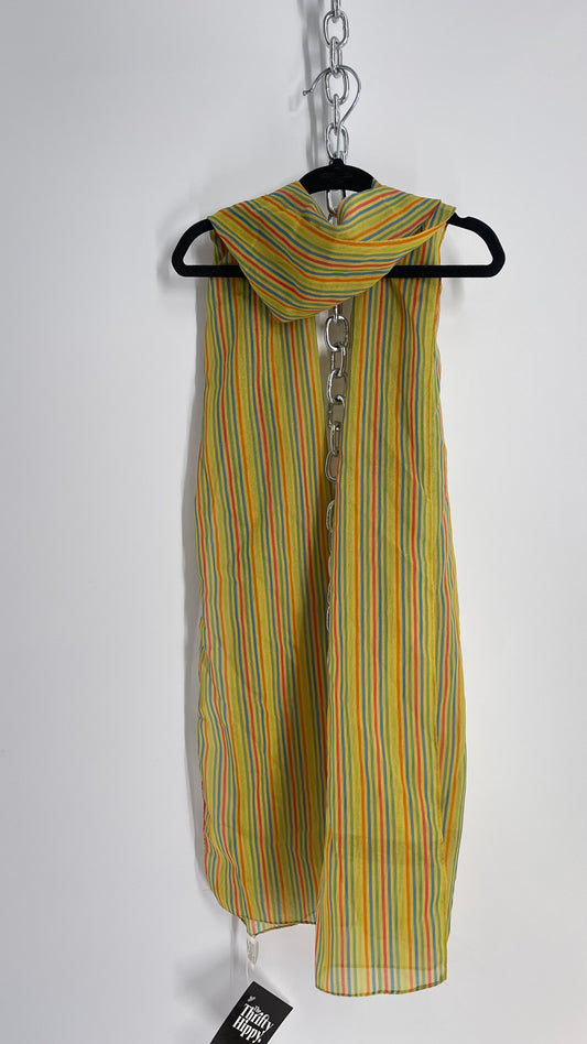 Vintage 1970s Chartreuse Striped Scarf