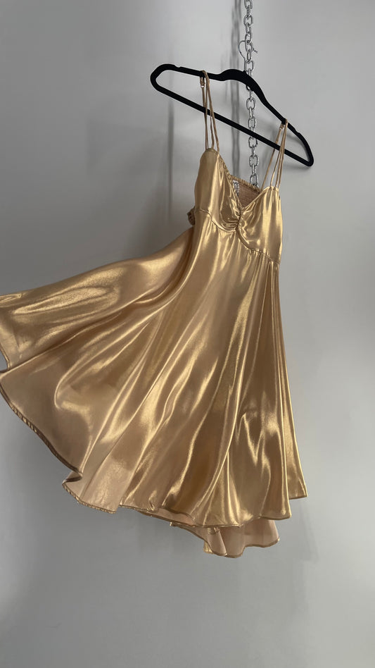Intimately Free People Liquid Metal Gold Backless Dress (XS)