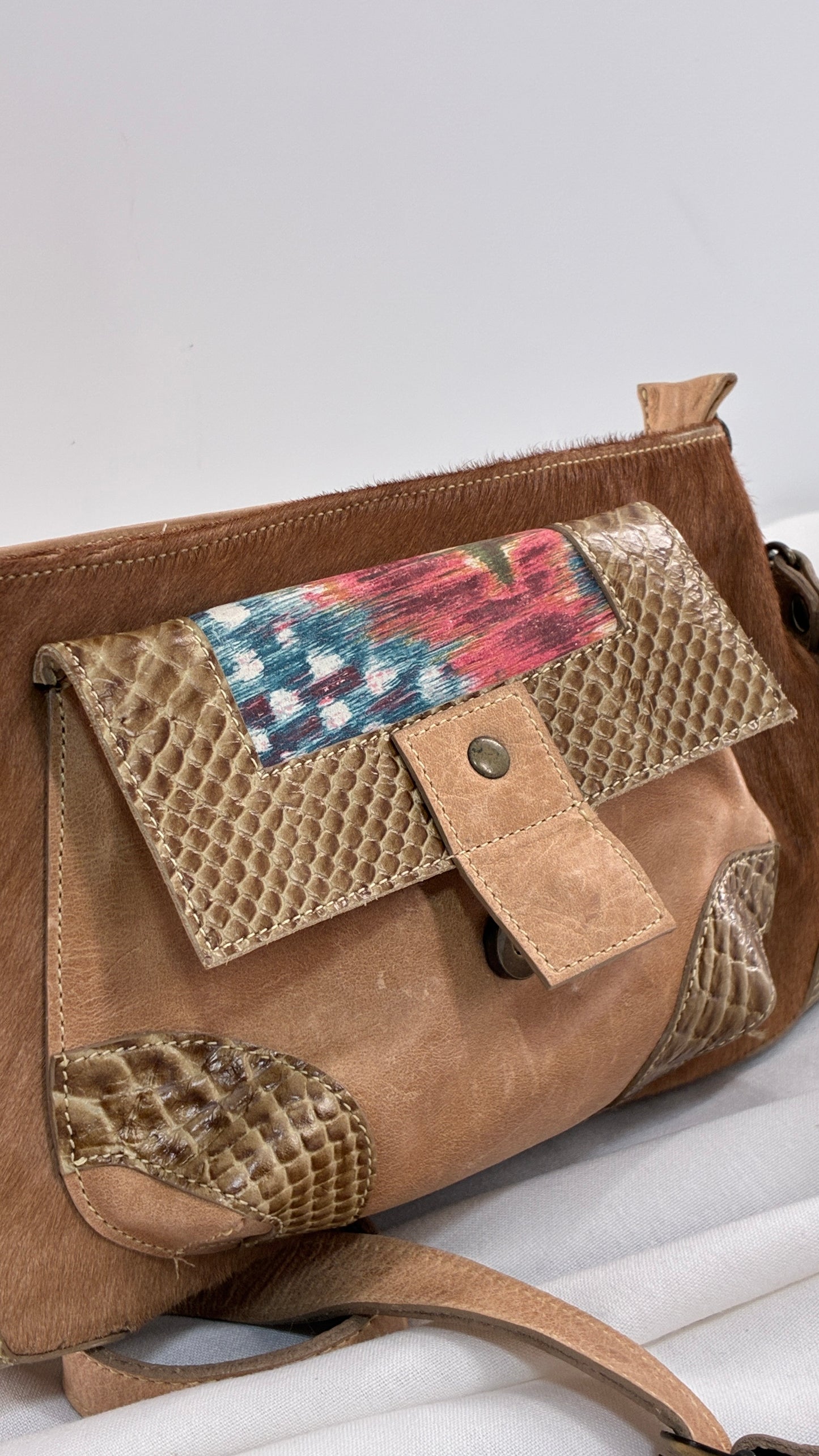 Vintage CLAUDIA ROLDANI Leather Rosette Purse Made in Colombia