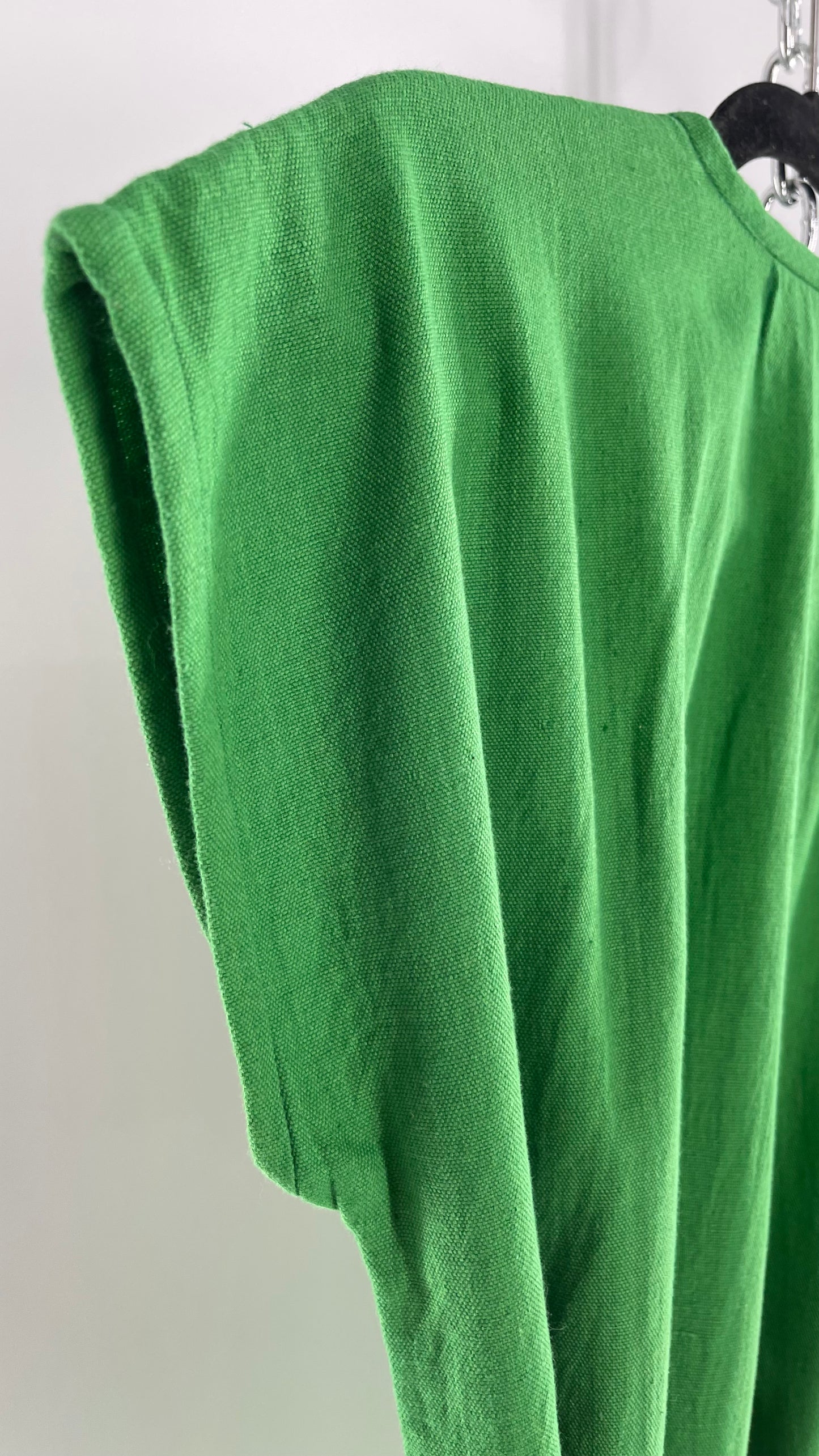 Vintage 1970s NAHUIT 100% Cotton, Kelly Green, Embroidered Tunic Dress Imported from El Salvador (Small)