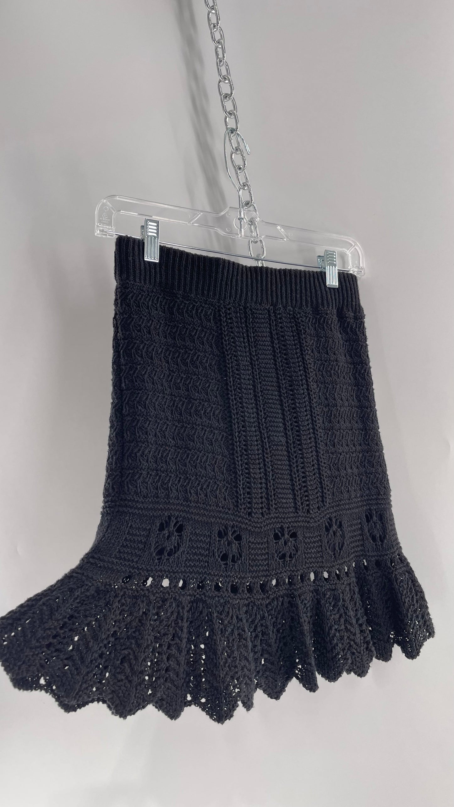 Anthropologie Black Crochet Mini Skirt NWOT (XXS)