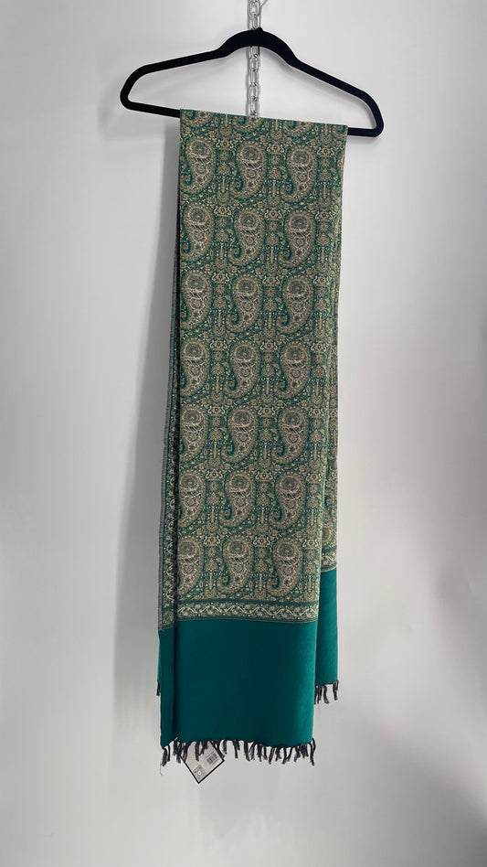 Vintage Huge Thick Pakistani Green Scarf