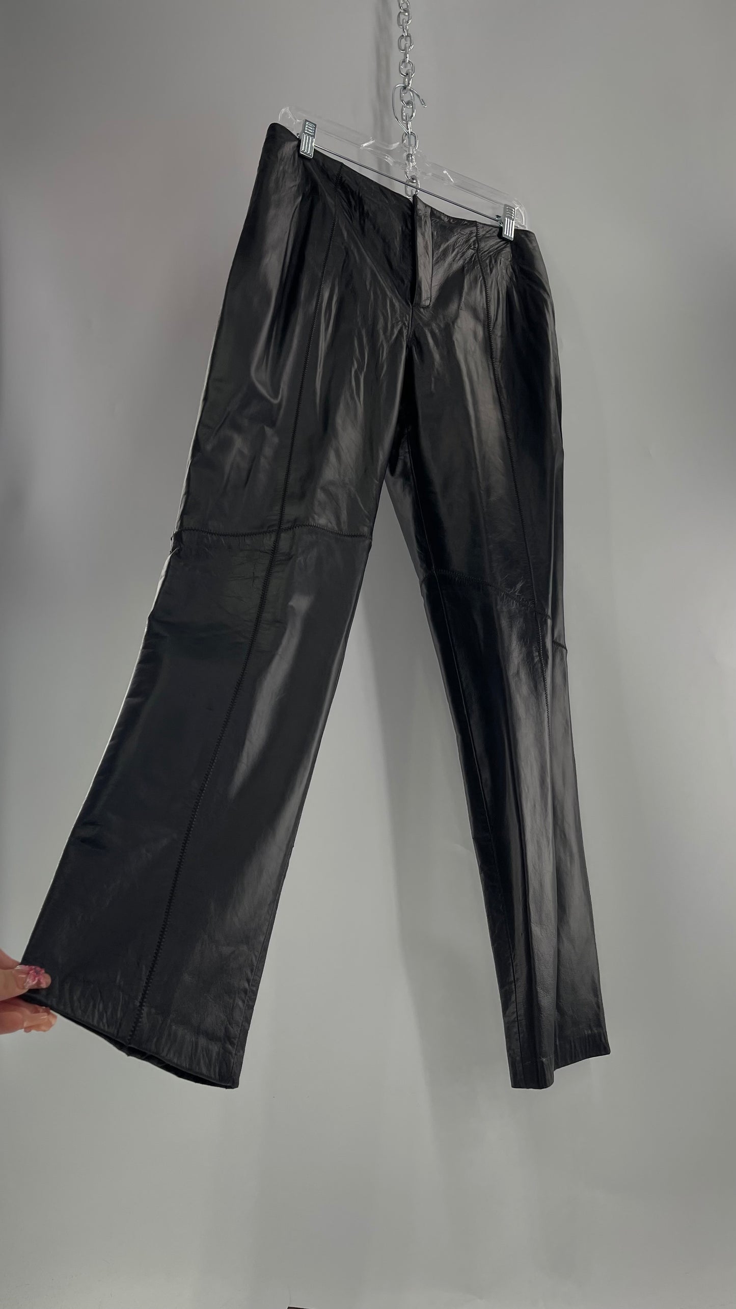 Vintage Low Rise Black Leather Straight Legs (6)