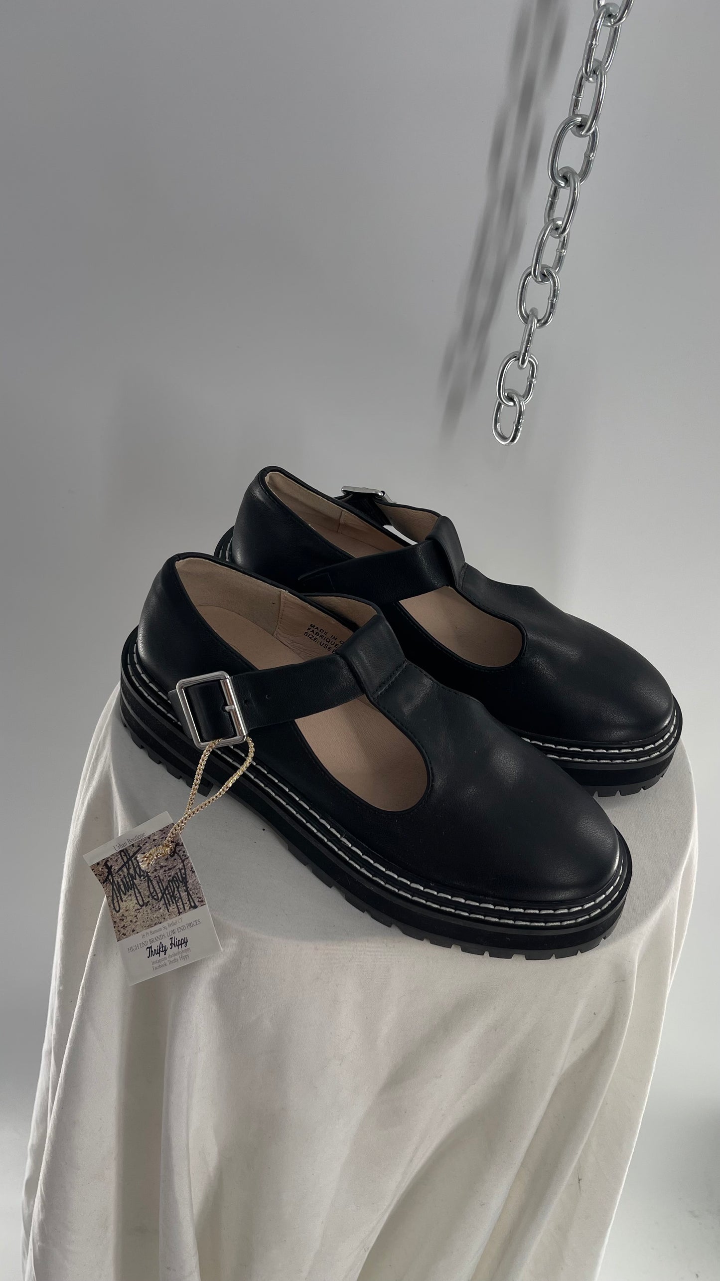 Urban Outfitters Black Leather Mary Janes (6)