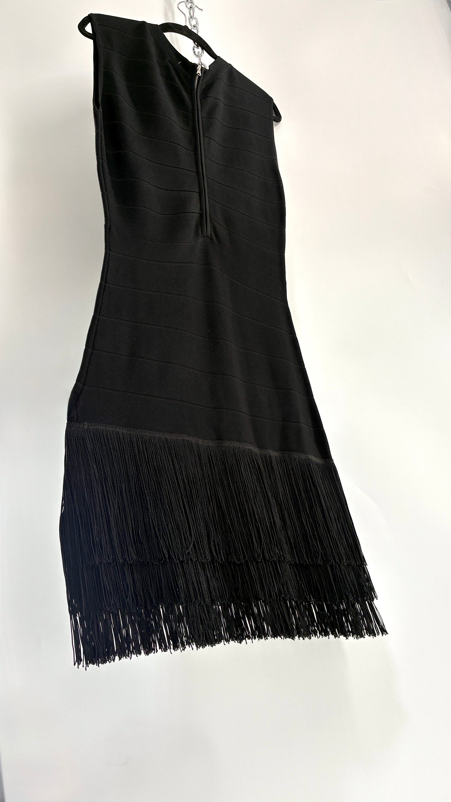 Vintage VENUS Black Bandage Mini Dress with Triple Layer Fringe Hem (10)