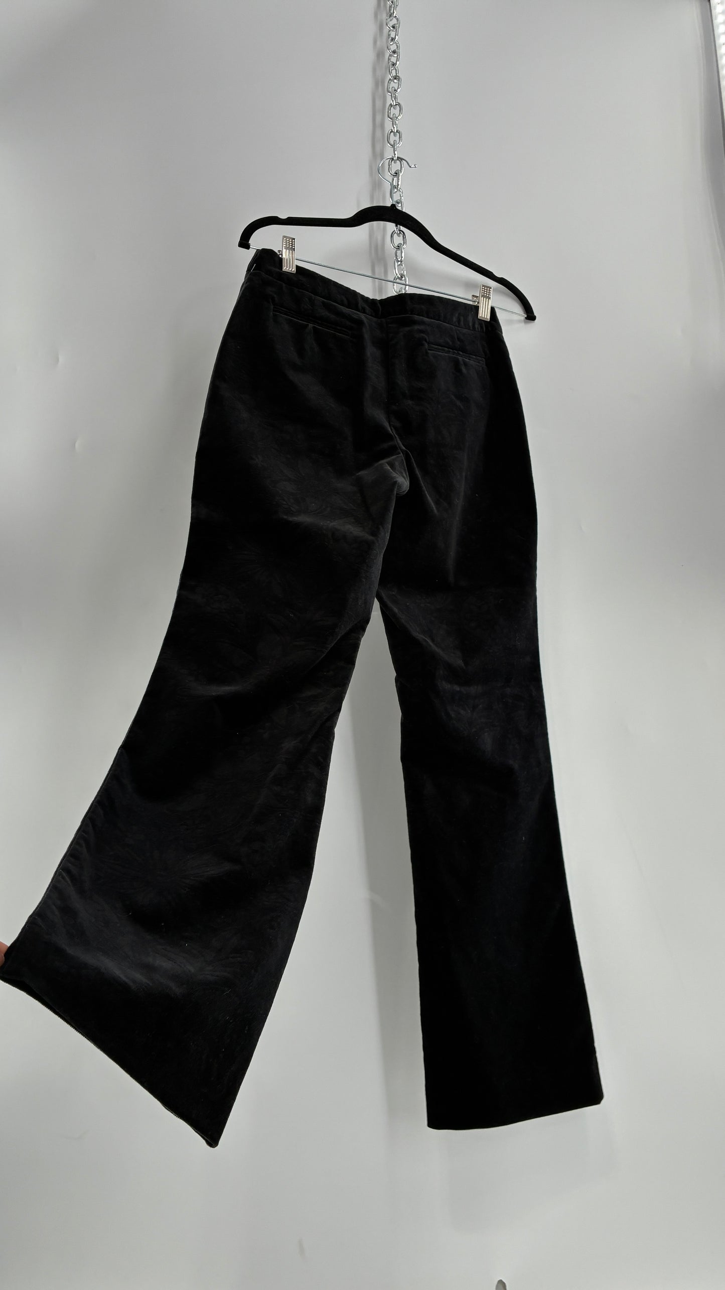 Deadstock Vintage 2000s Lilly Pulitzer Black Velvet Embossed Floral, Side Closure Pants (4)