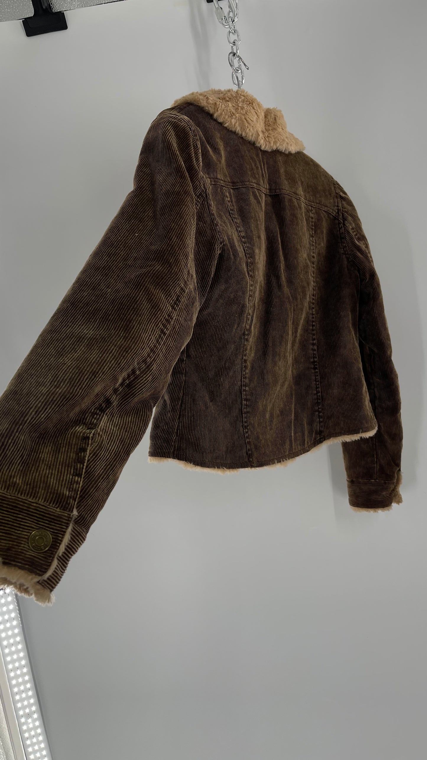 Vintage giacca Corduroy Cropped Jacket with Sherpa/Teddy Collar  (Medium)