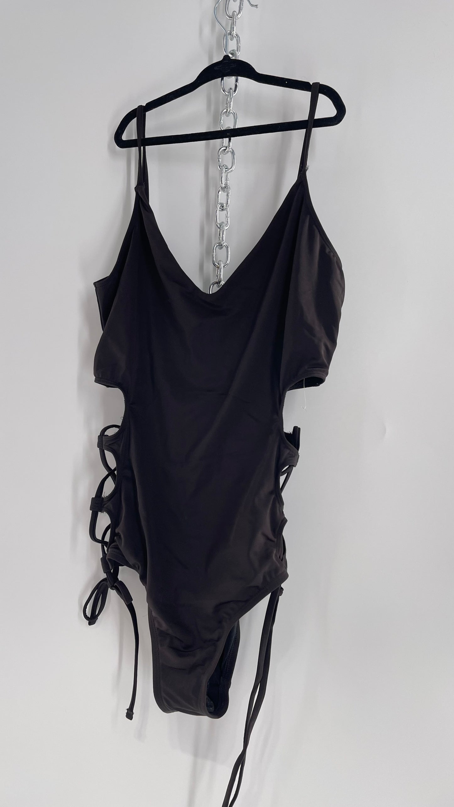 Urban Outfitters Out From Under Black Swimsuit with Lace Up Sides (Large)