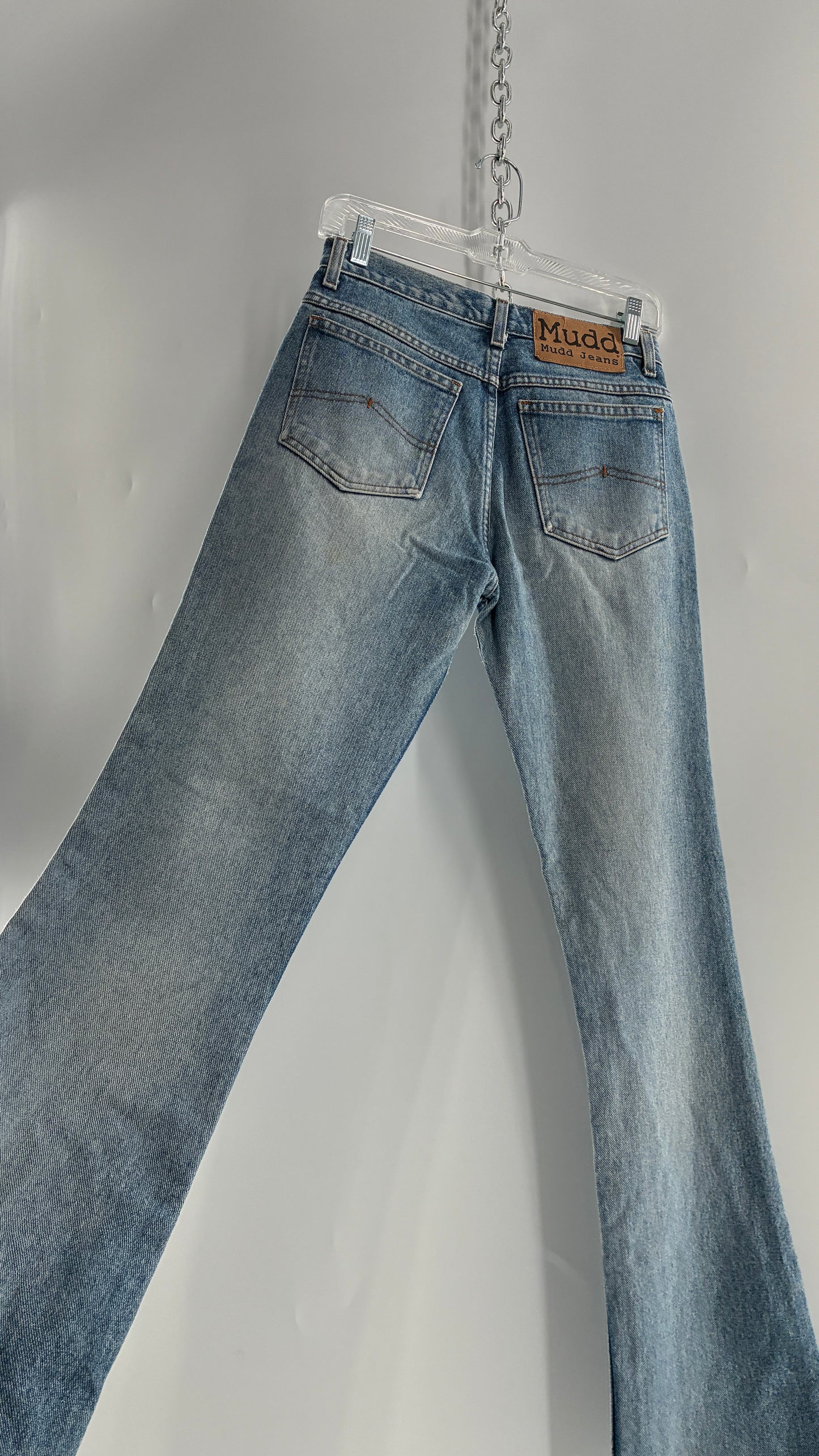 Vintage MUDD Light Wash Kick Flare Jeans with Oversized Jacron (7)