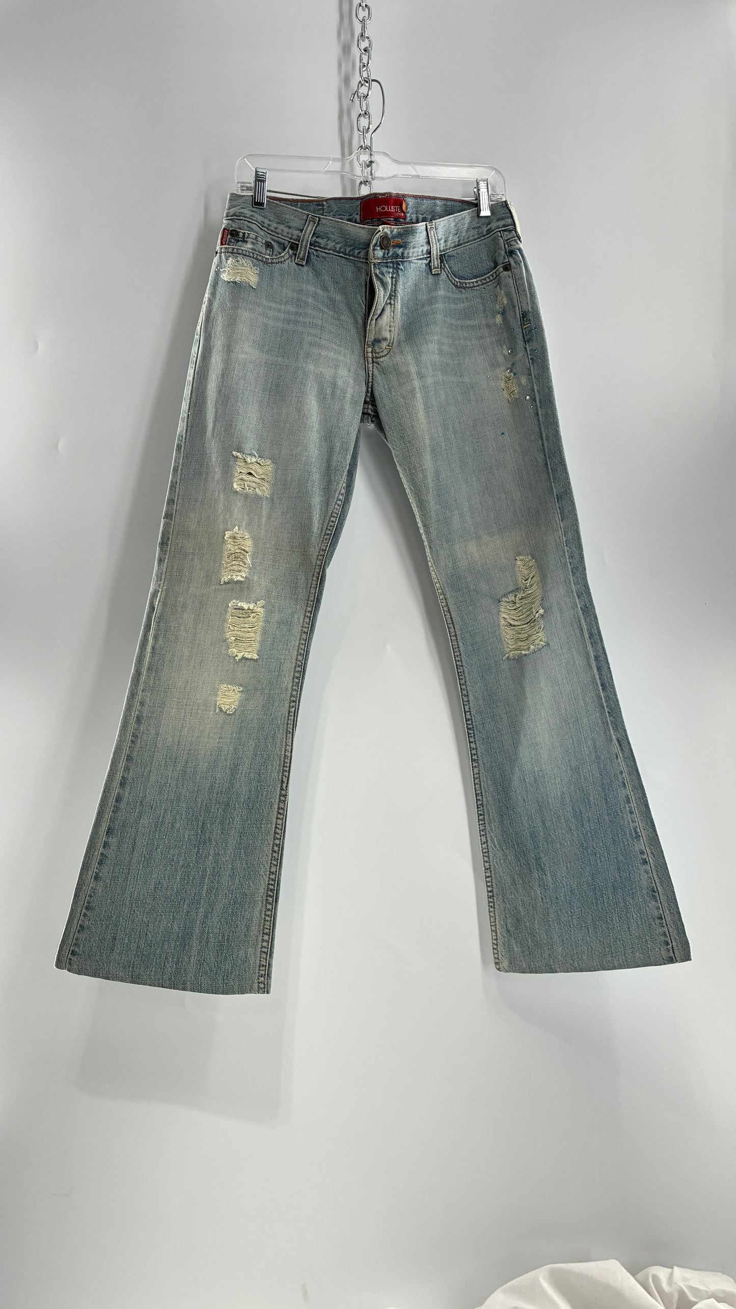 Vintage HOLLISTER Light Wash Distressed Jeans with Rhinestone Details (7)