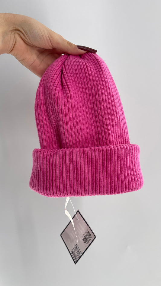 Free People Ribbed Thick Knit Pink Beanie