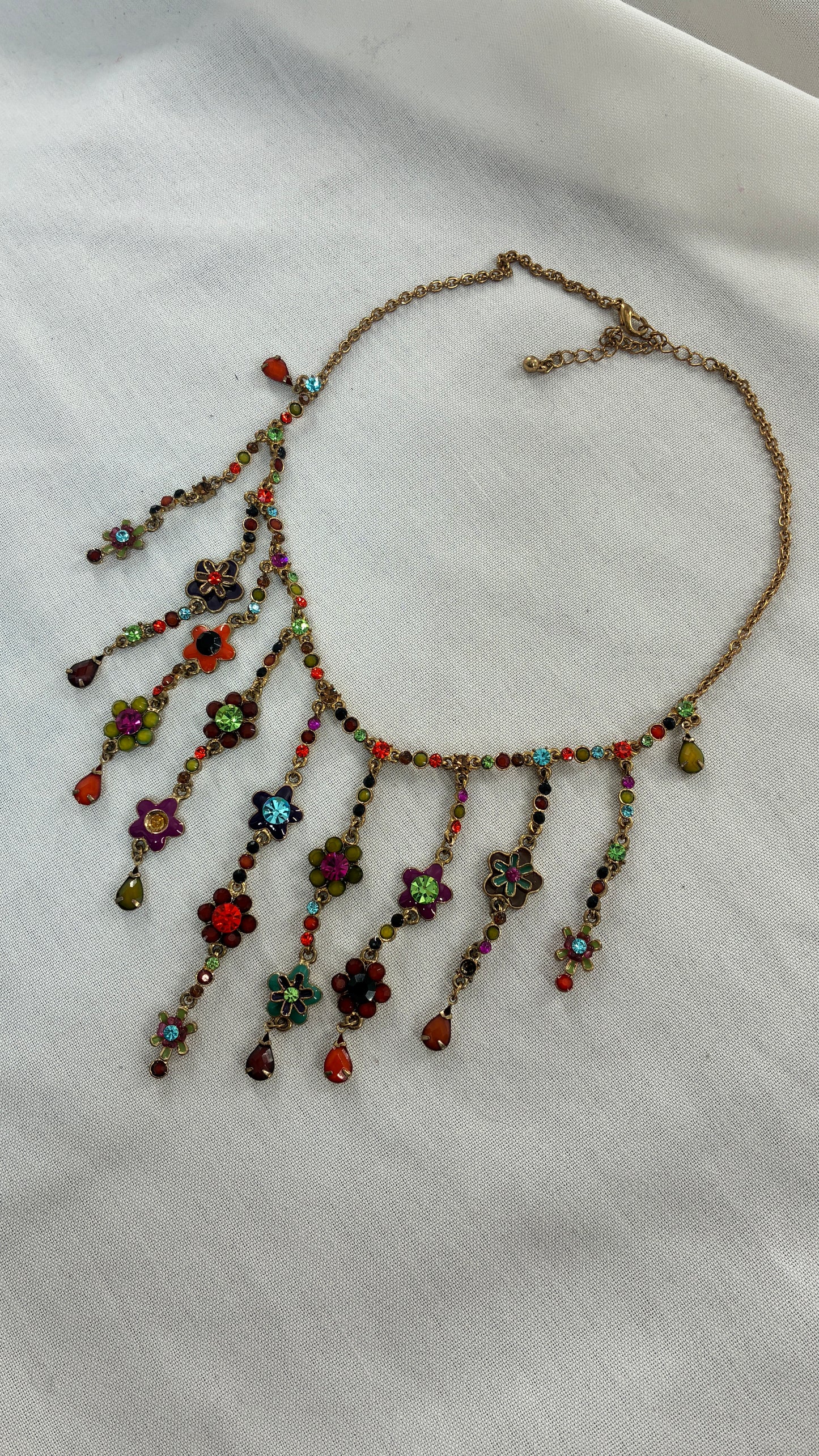 Vintage MICHAEL NEGRIN f Cascading Florals Gemstone Necklace