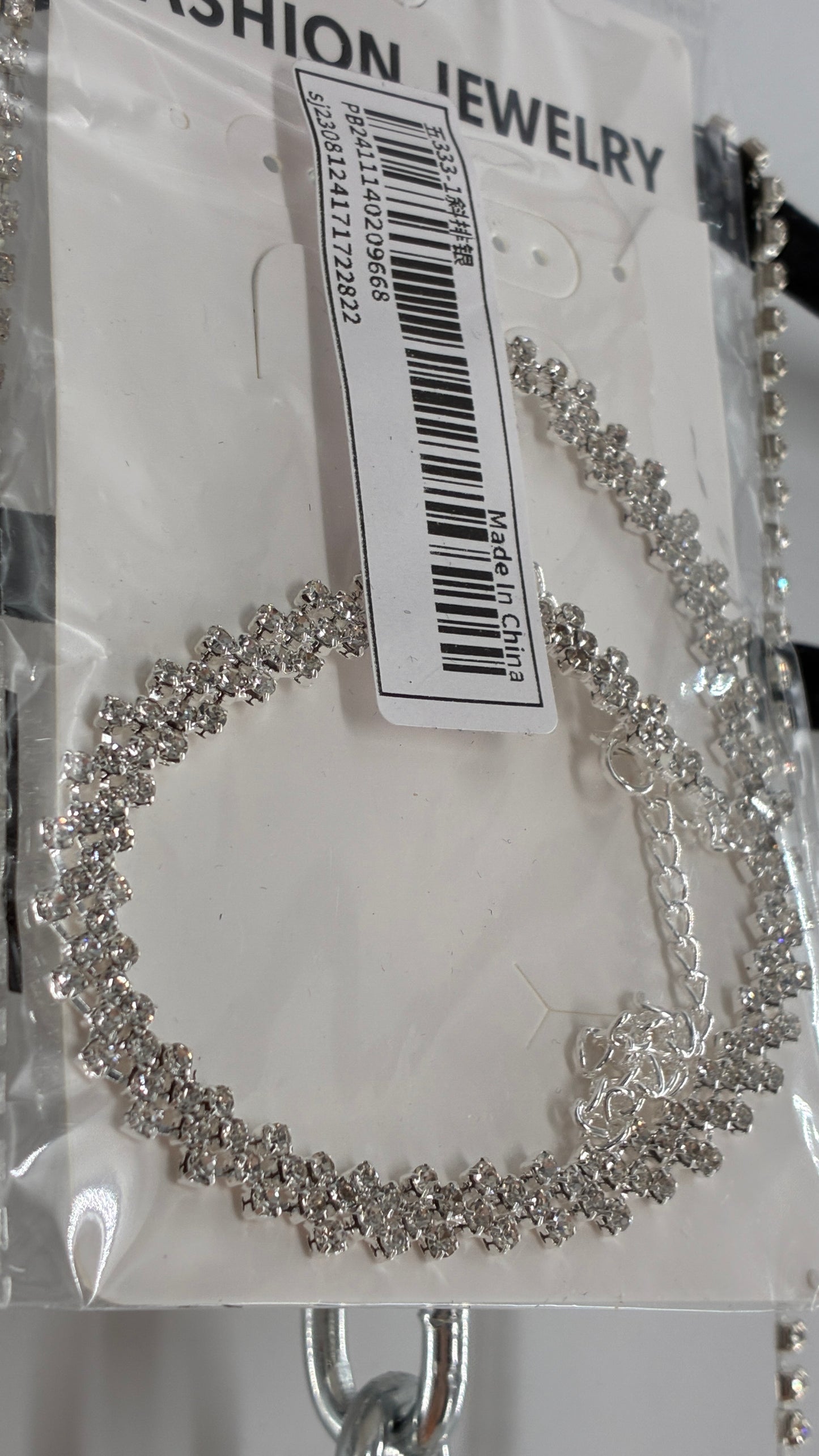 Silver Rhinestone Encrusted Bra, Panty, and Choker Set (One Size)
