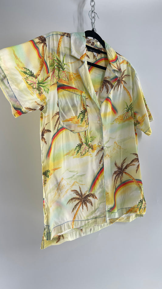 Urban Outfitters Rainbow Skies Shiny Men’s Button Up  (Medium)